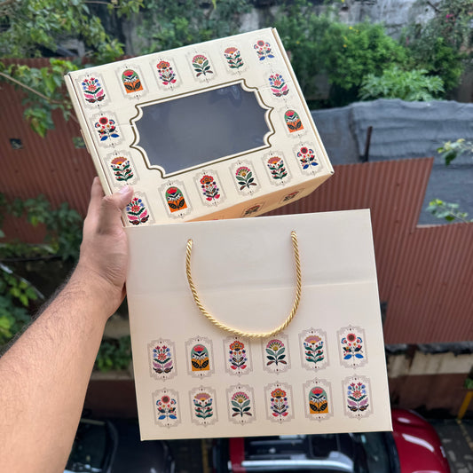 Corrugated Hamper Box + Bag Combo with Gold Foiling (10pc)