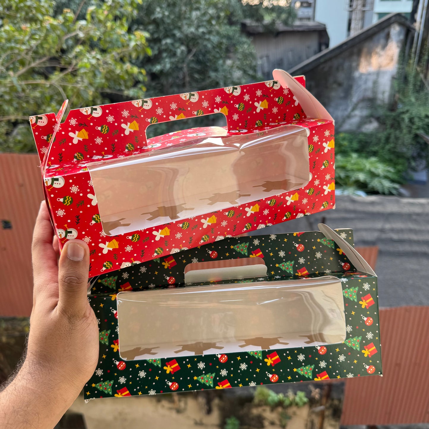 Christmas Box For 4 Cupcake / Jar / Candle / Bento Cupcake Hamper With Handle (10pc)