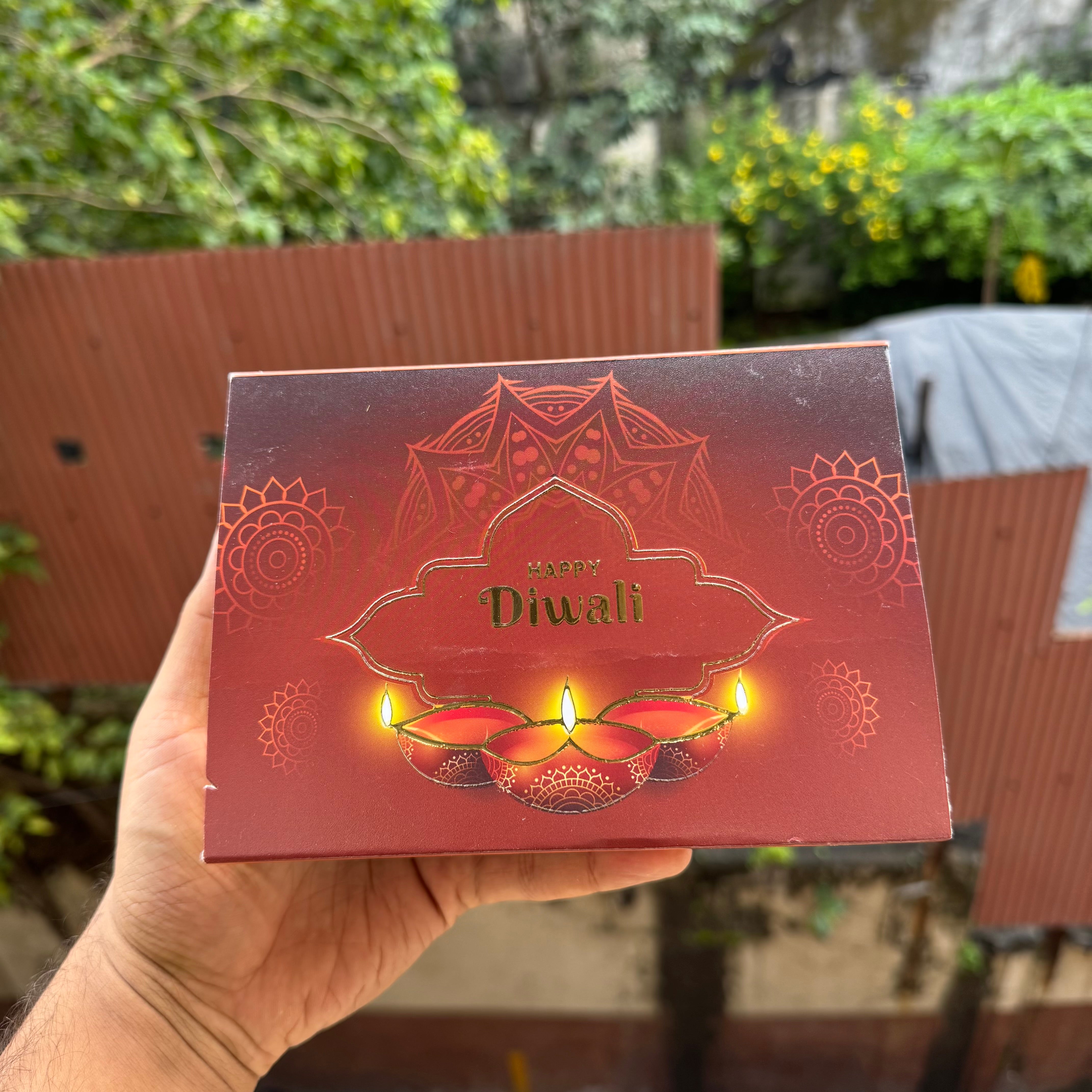 Diwali Slider Box (10pc) || 6 Cavity Size ~ Brown & Amber