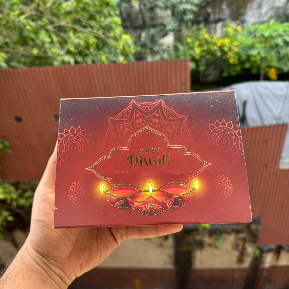 Diwali Slider Box (10pc) || 6 Cavity Size ~ Brown & Amber