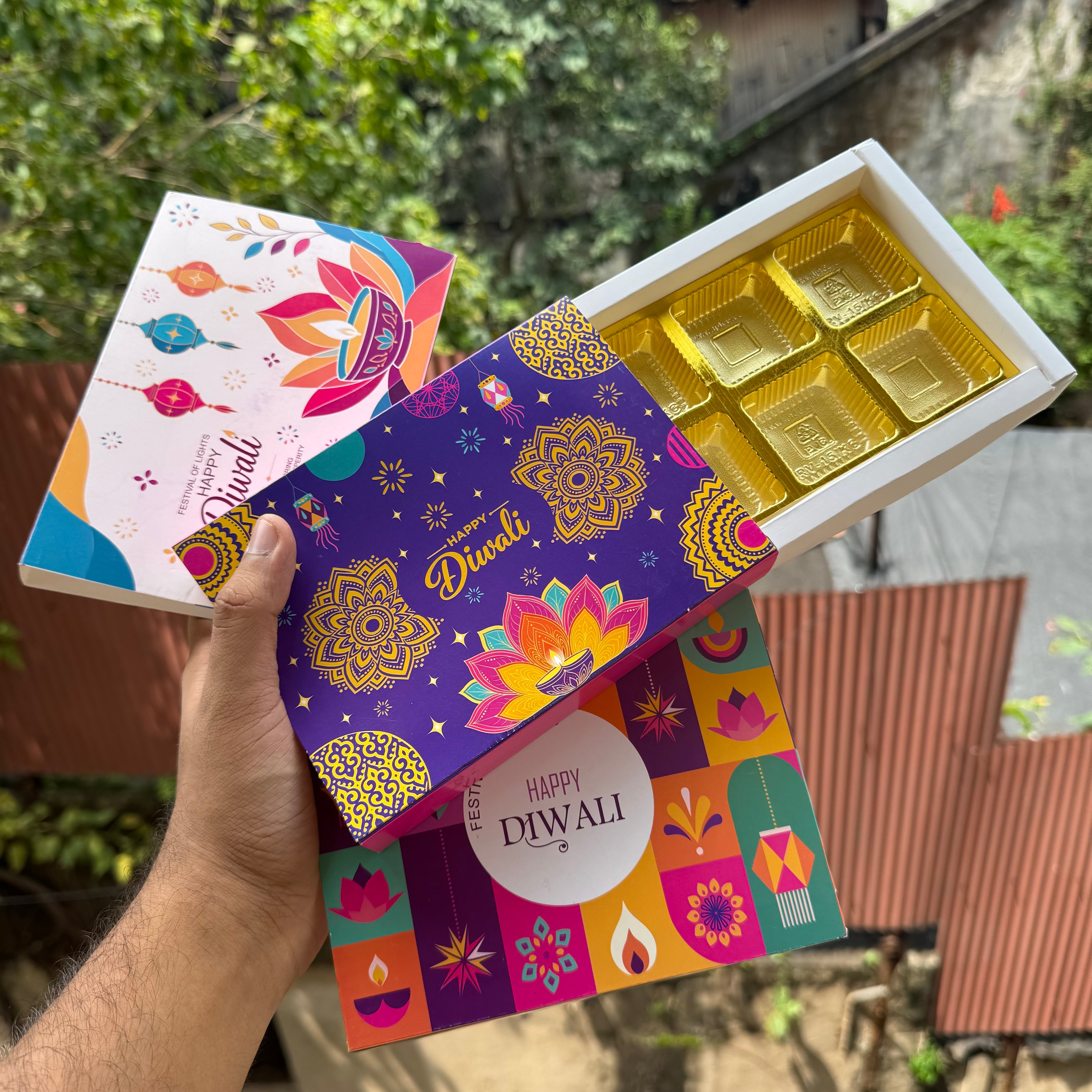 Diwali Slider Box (10pc) || 6 Cavity Size ~ Print A