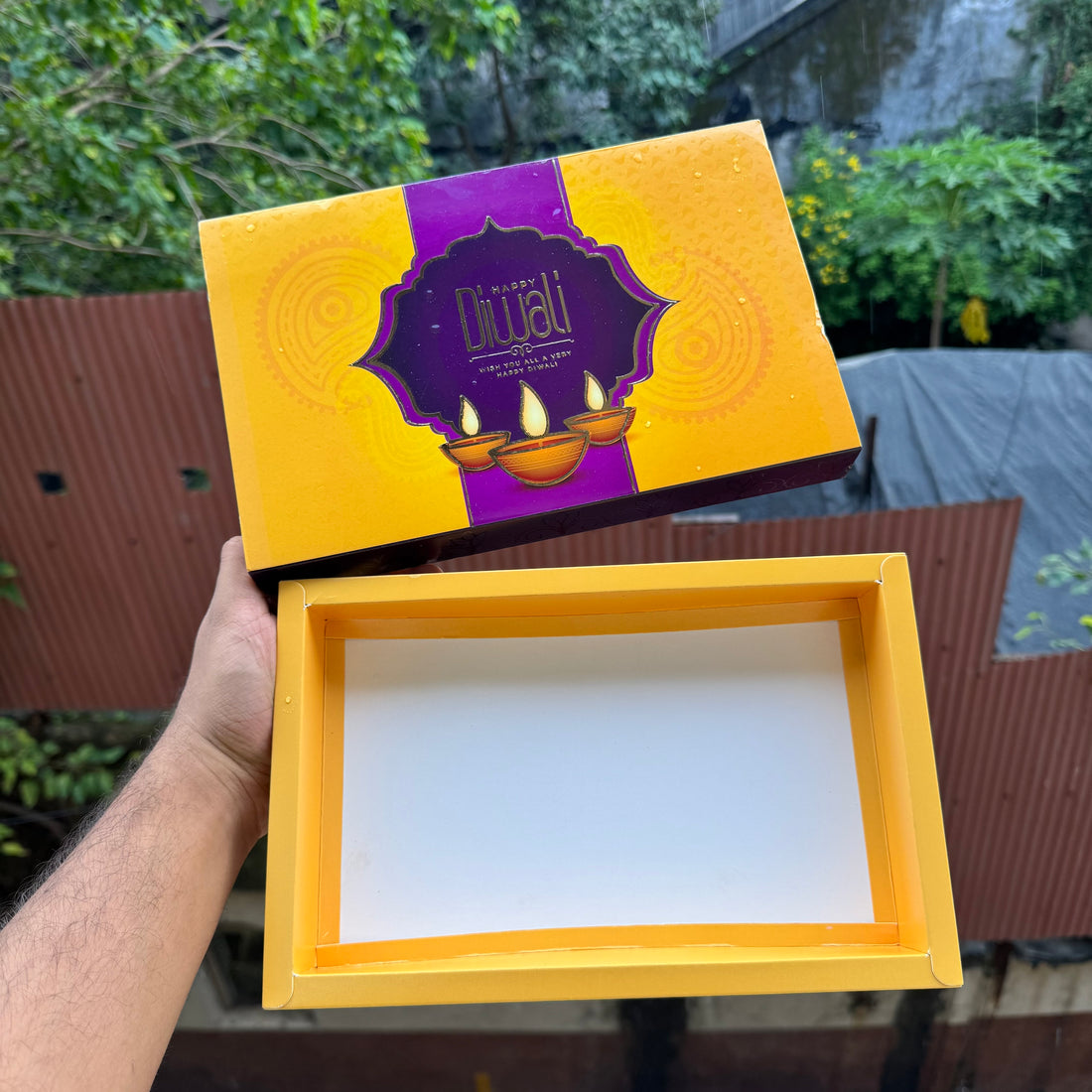 Diwali Slider Box (10pc) || 15 Cavity Size ~ Yellow & Plum