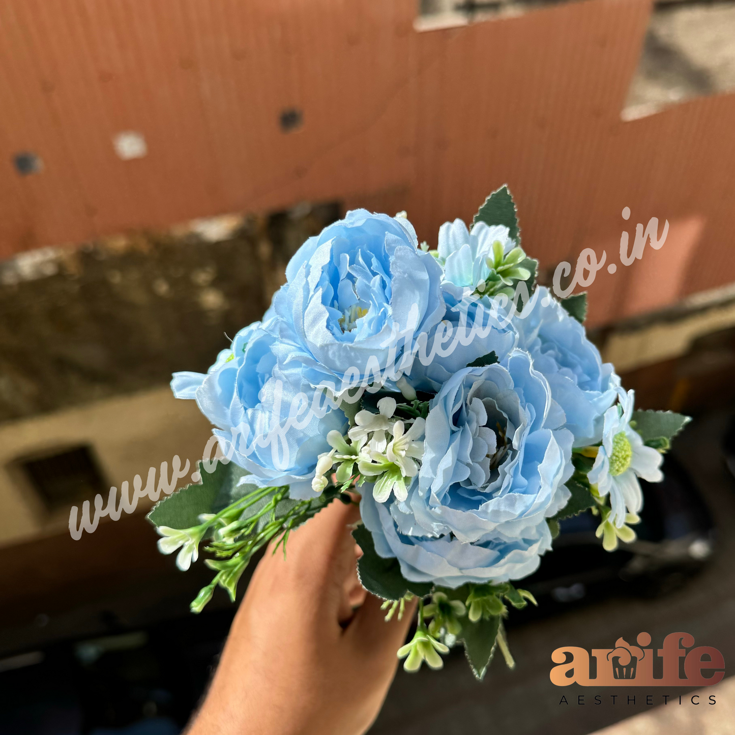 Blue ABCD Artificial Flower Bunch