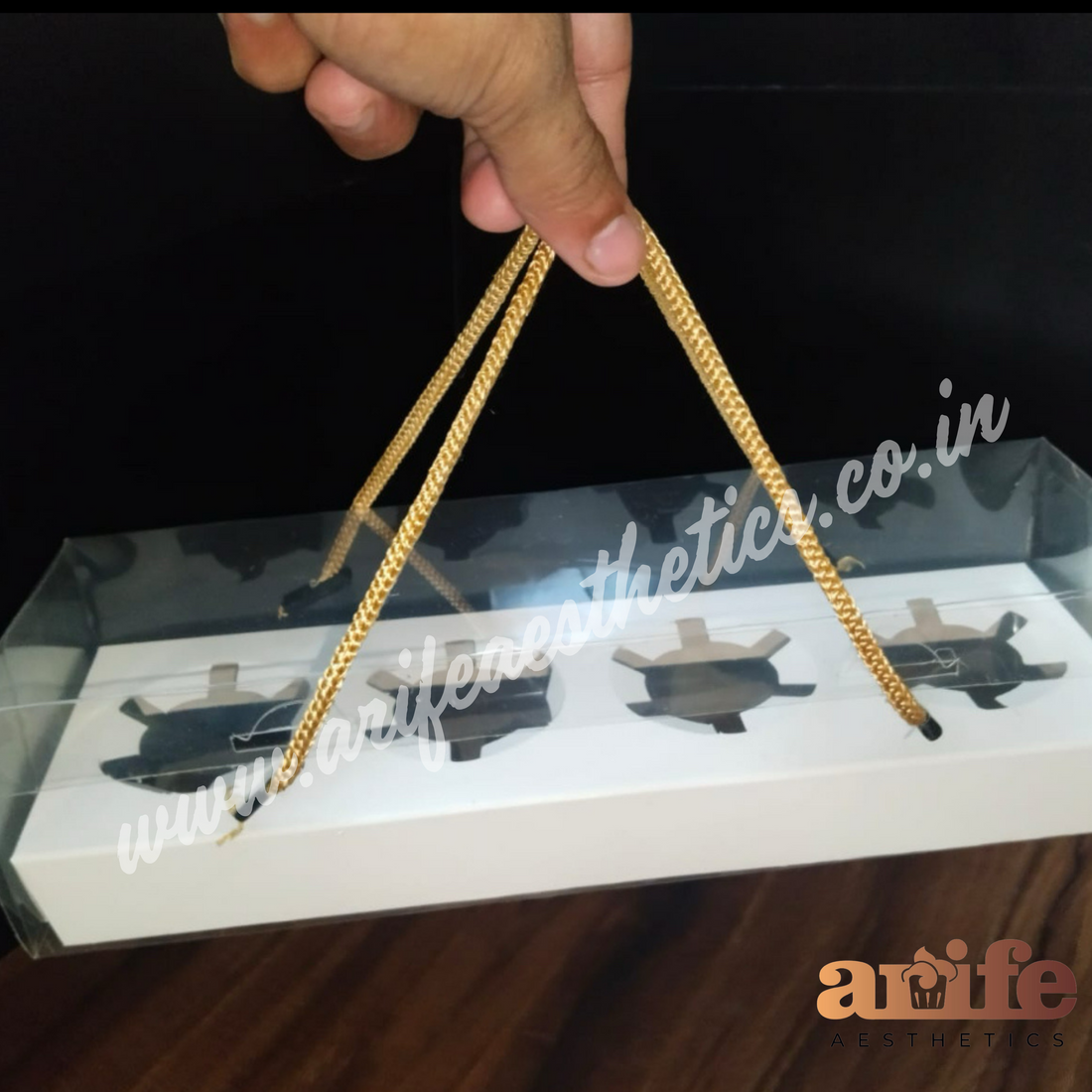 4 Cavity Pvc Cupcake Box / Bento Box / Hamper Box Transparent With Handle (10pcs)