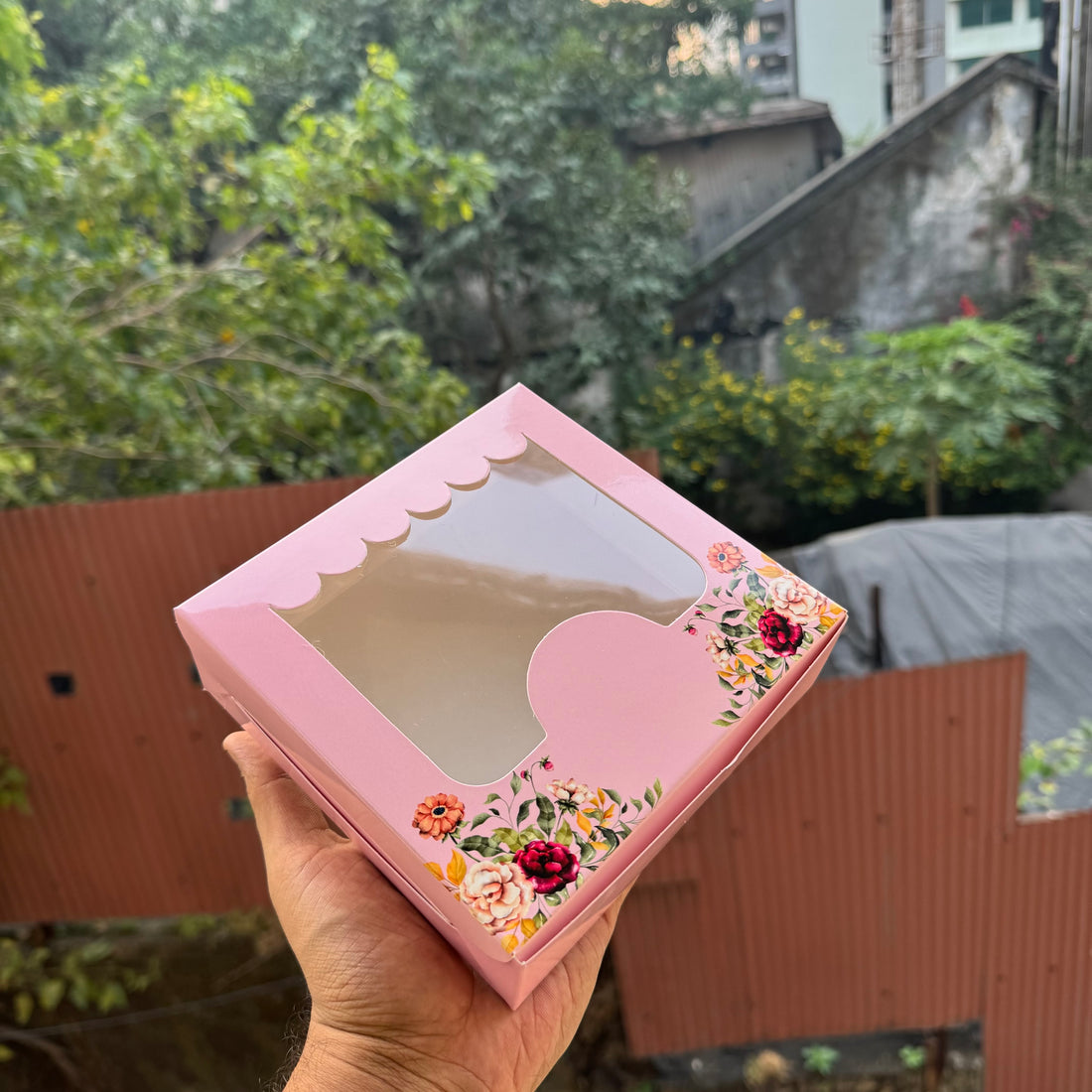 Vintage Floral Box |For 4 Brownies | Pink ~ (10pc)