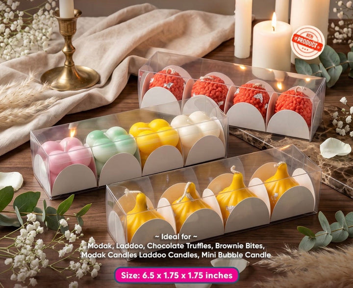 4 Cavity PVC Box For Chocolate / Candle / Laddoo & More (50pcs) | CN11