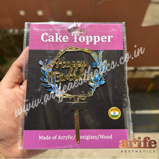 Happy Birthday Floral Cake Topper