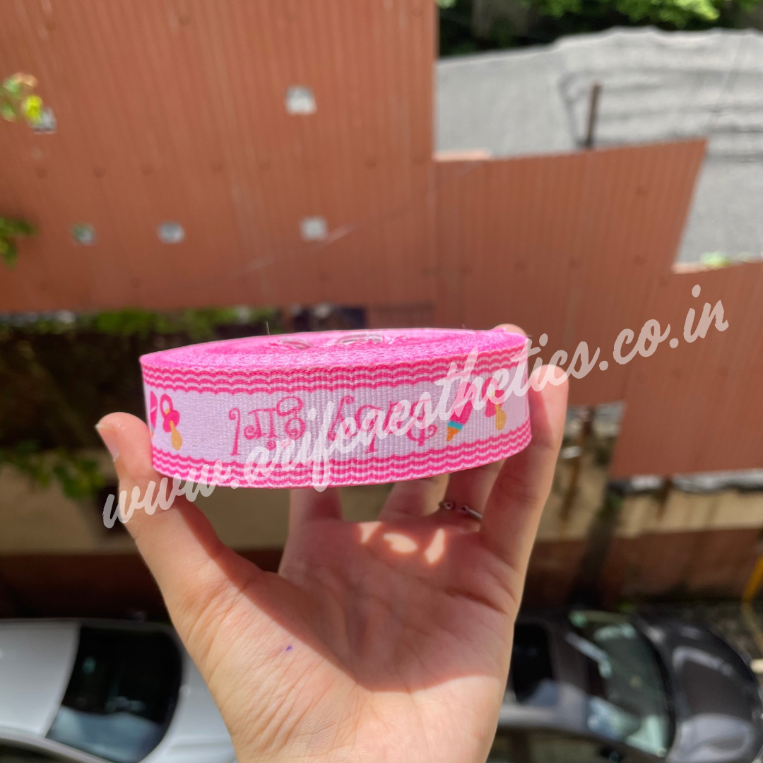 Printed Its A Girl Ribbon Roll Pink