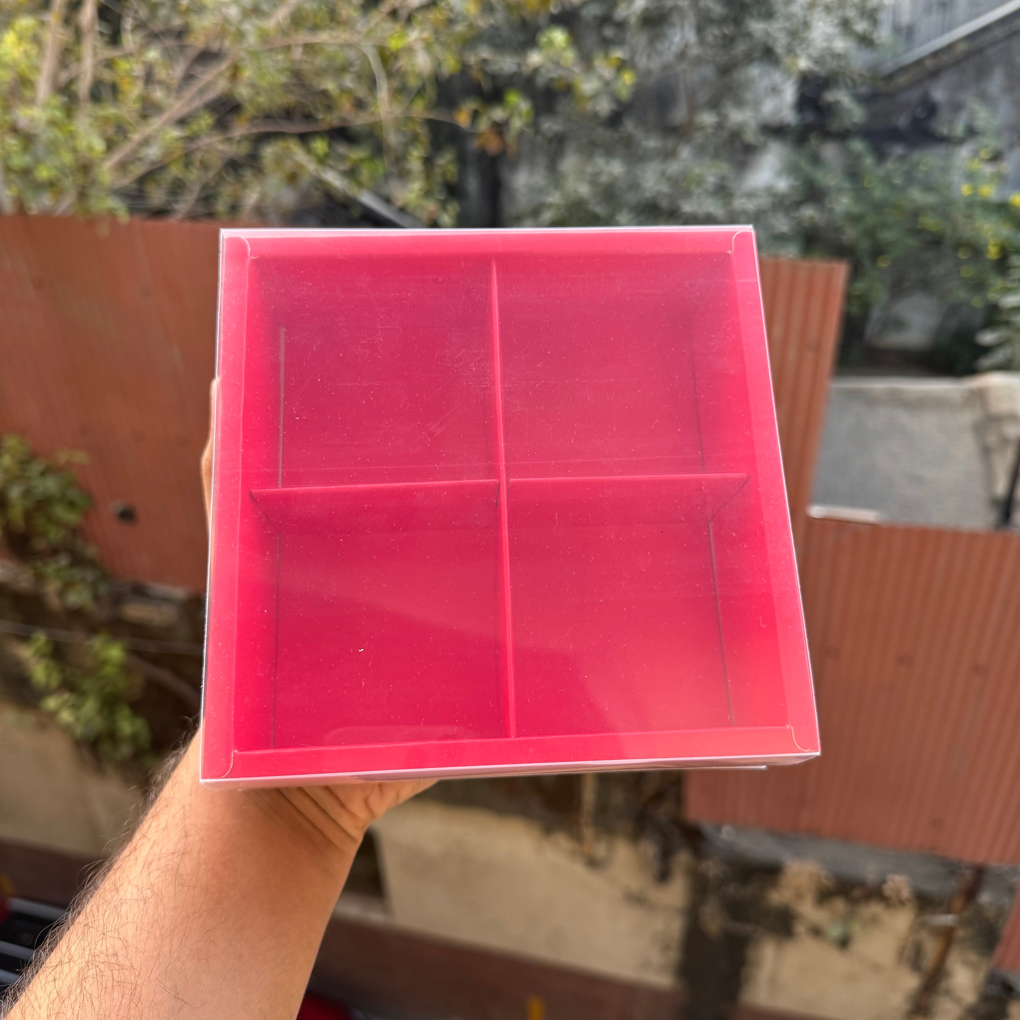 Valentine Frosted 4 Brownie / Dry-Fruit Partition Box With Lid (10pc)