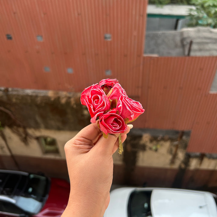 Glitter Dried Rose Flower Bunch (6flowers)