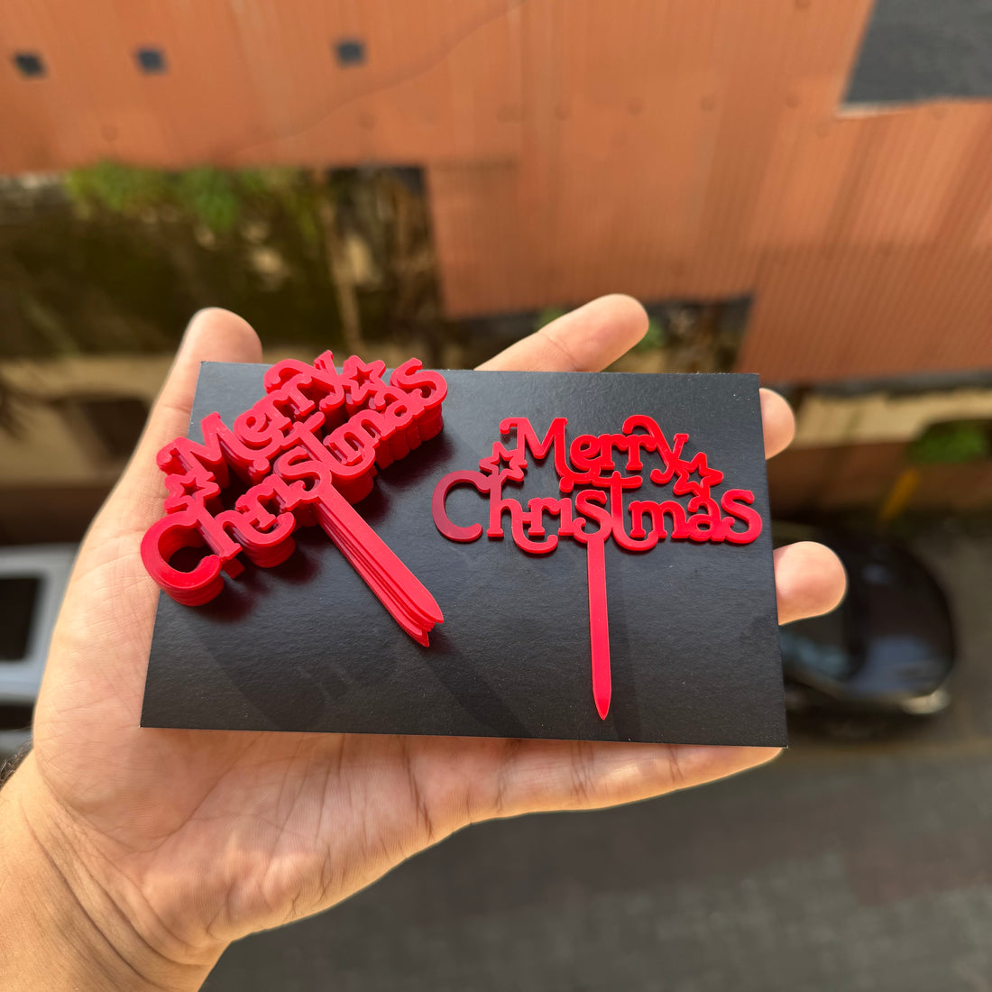 Merry Christmas Red Acrylic Topper / Tag (10 pc)