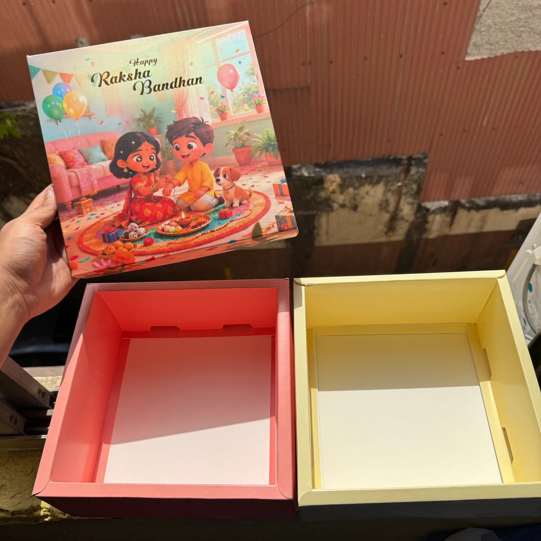 Rakhi Top Bottom Hamper Box • BK-91 Yellow