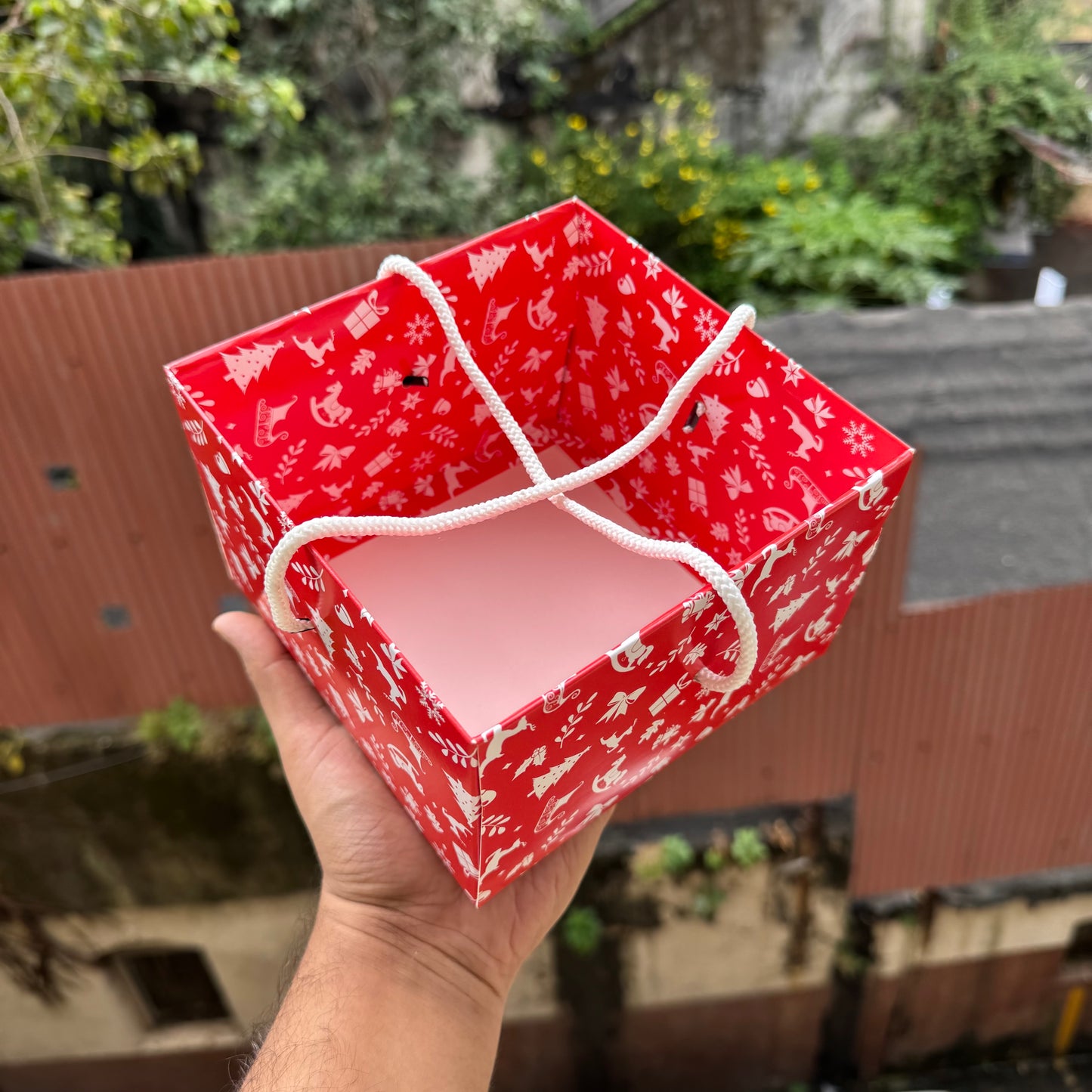 Christmas Hamper String Box With Transparent Lid 6x6x4 (10pcs)