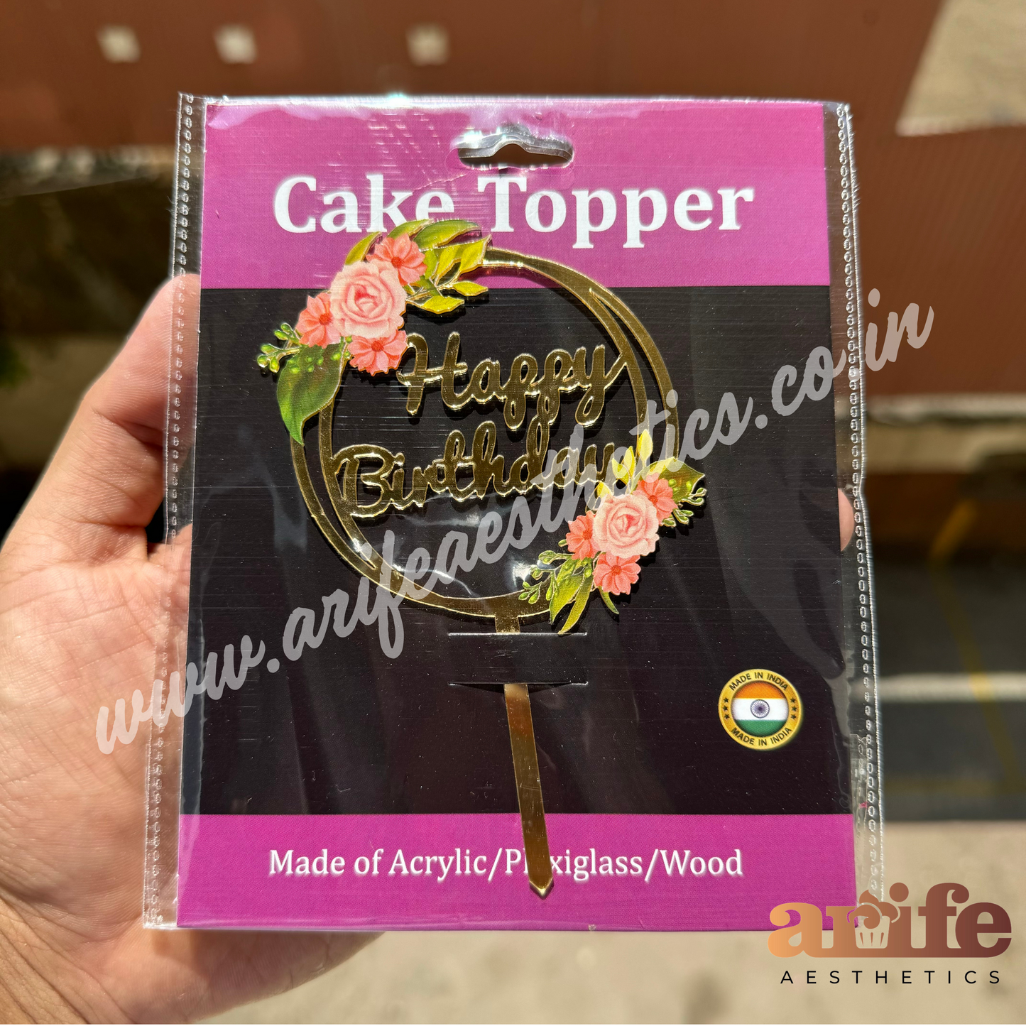 Happy Birthday Floral Cake Topper