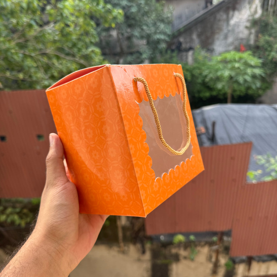 Festive Hamper Bag 6x6x4inch (10pc) | Tangerine
