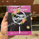 Happy Birthday Floral Cake Topper