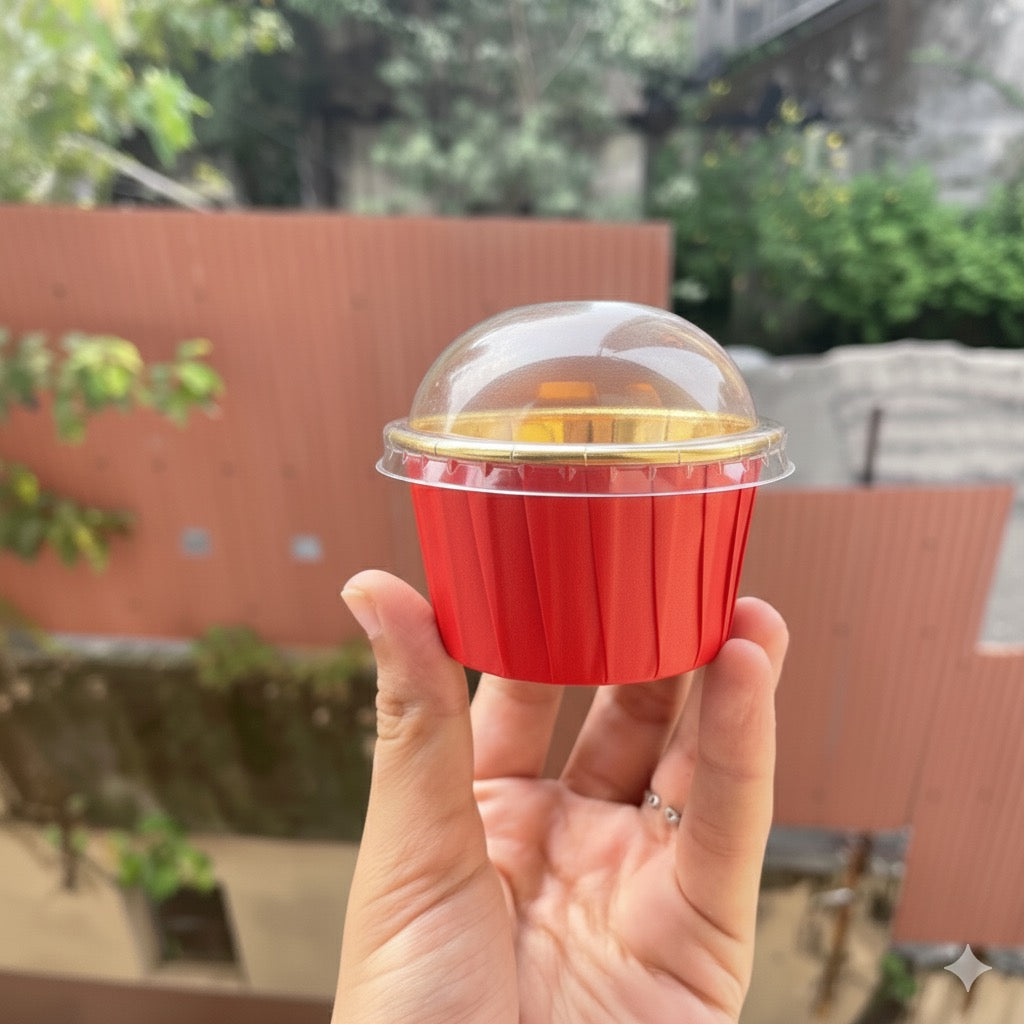 Metallic ready to bake cupcake liner with Lid  (50pc)