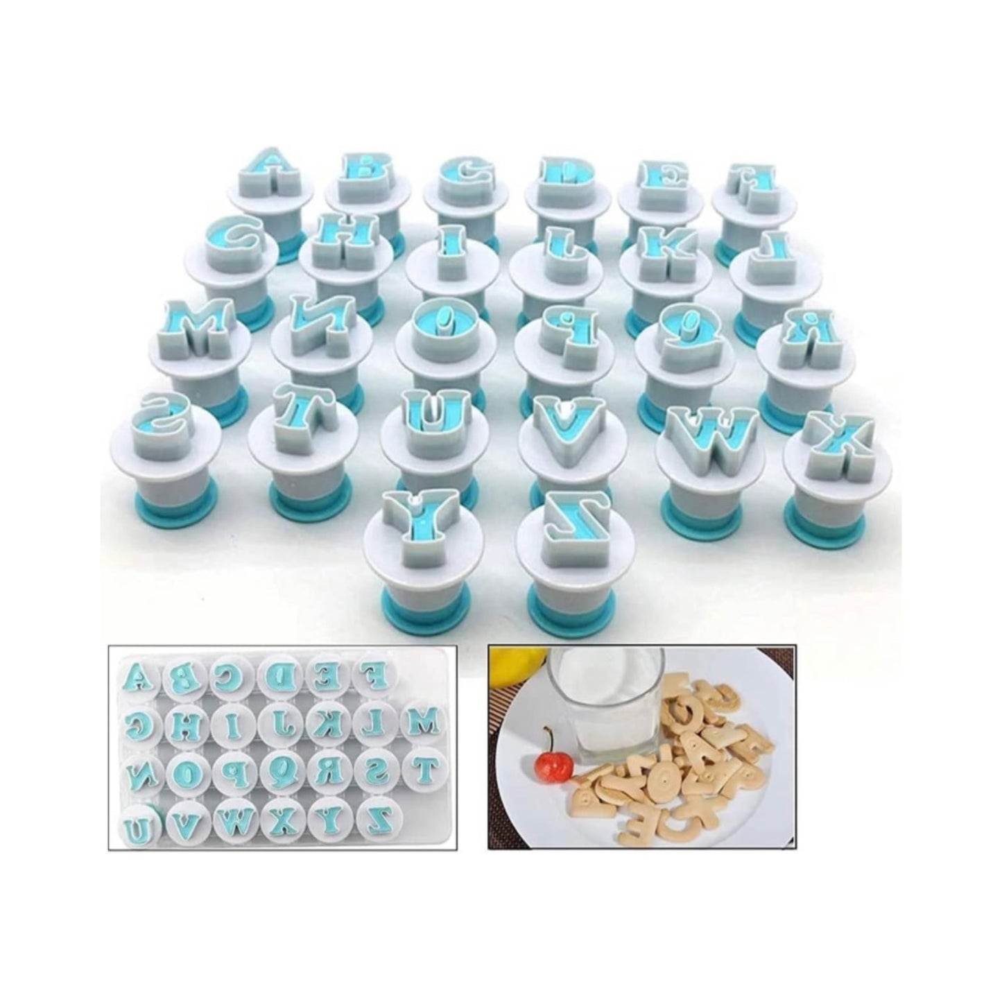 26pcs Push Easy Mini (Upper Case) Alphabet Letter Cookie Cutter Fondant Cutters