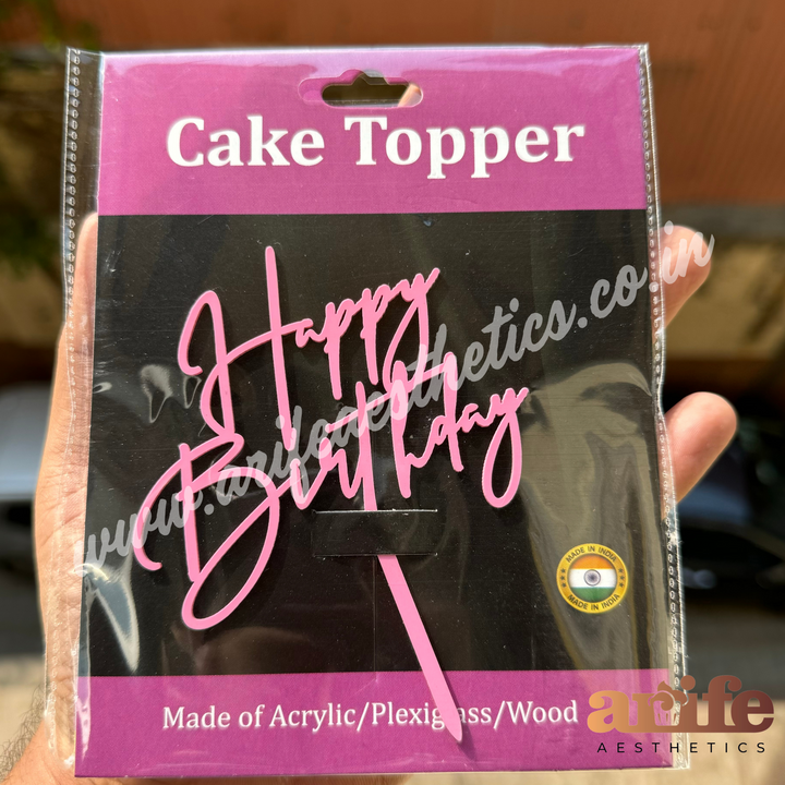 Happy Birthday 4” Topper Colourful - Pink