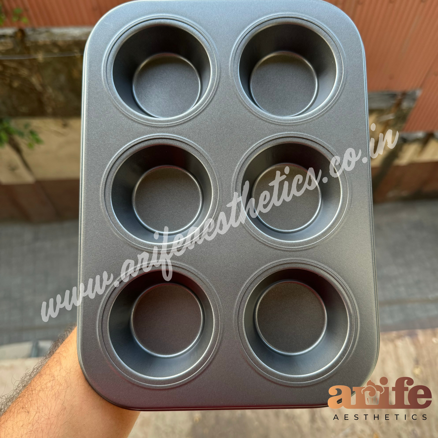 6 Cavity Cupcake Tray Nonstick Tin