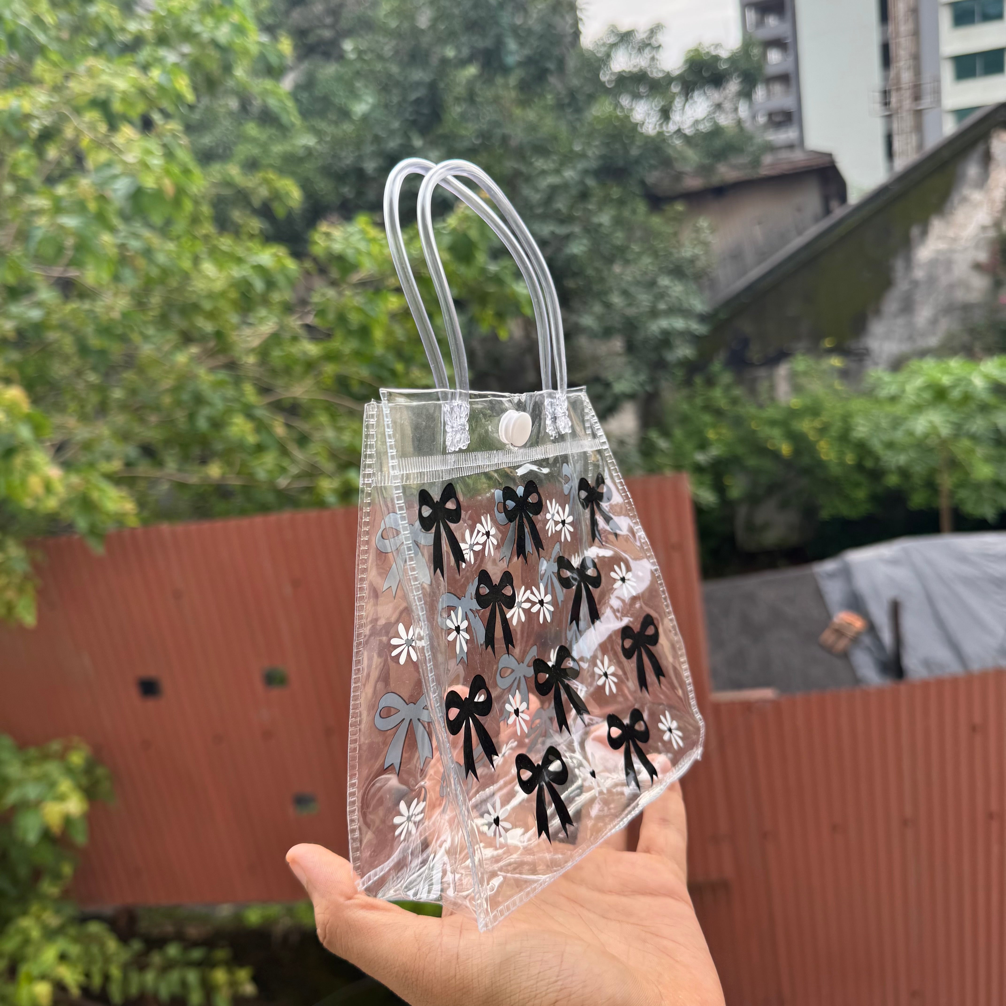 Nia PVC Printed Bag (10pc) ~ Black Bow