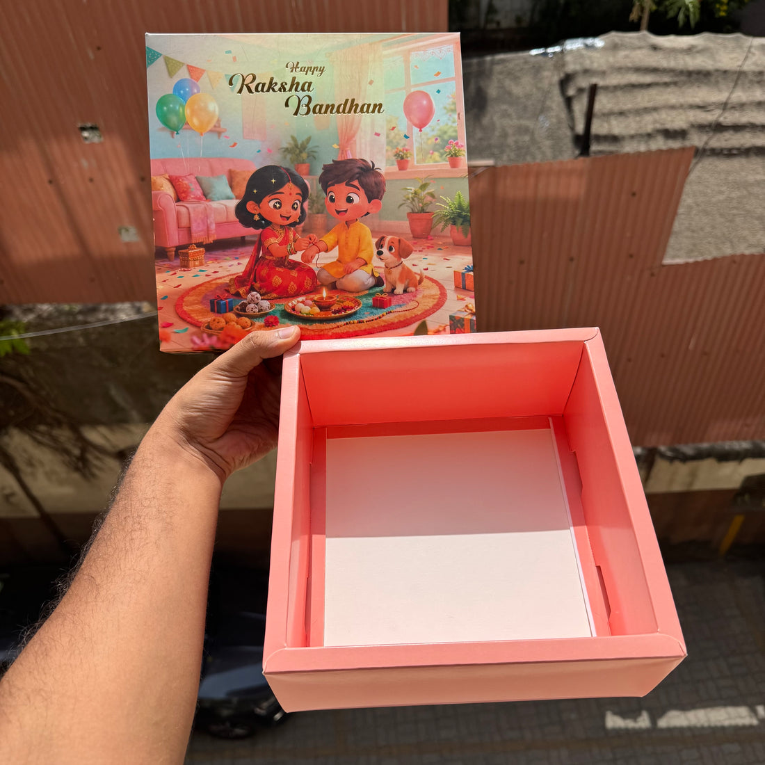 Rakhi Top Bottom Hamper Box • BK-91 Peach