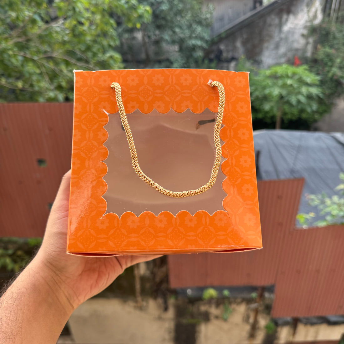 Festive Hamper Bag 6x6x4inch (10pc) | Tangerine