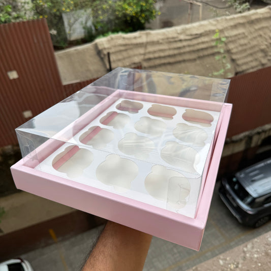 12 Cupcake Display Hamper Box Pink (5pc) #New