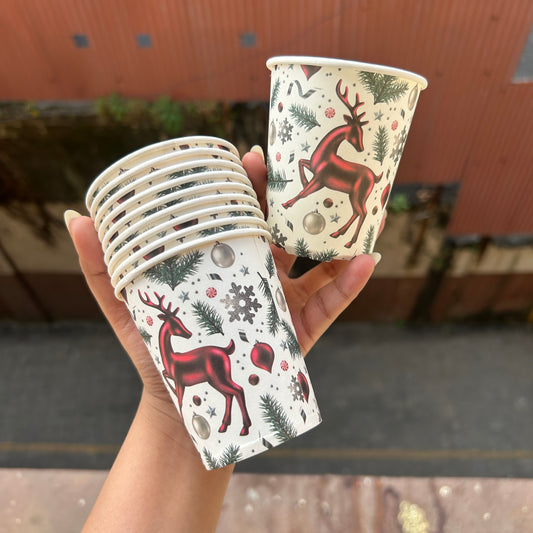 Christmas Disposables - Xmas Paper Cups 210ml (10pcs)