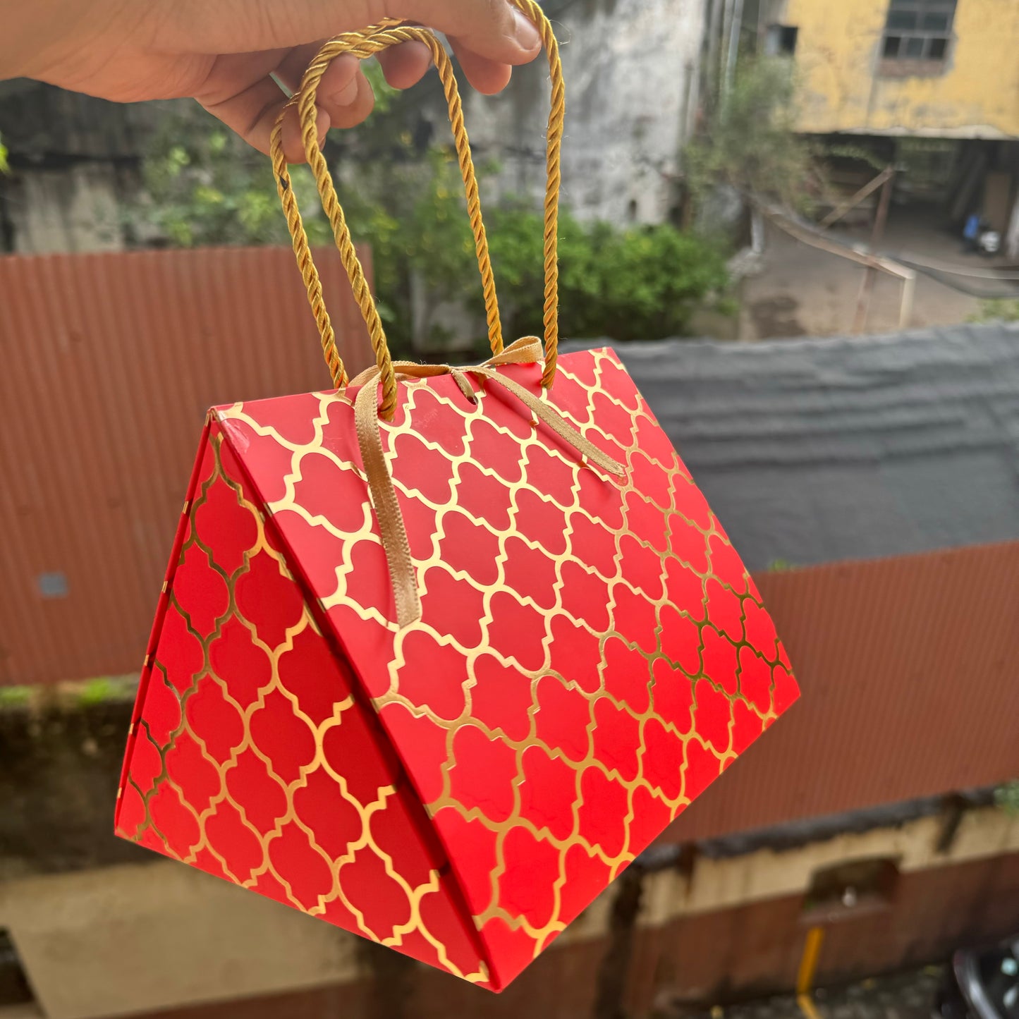 Red Festive Jar Triangle Box / Bag