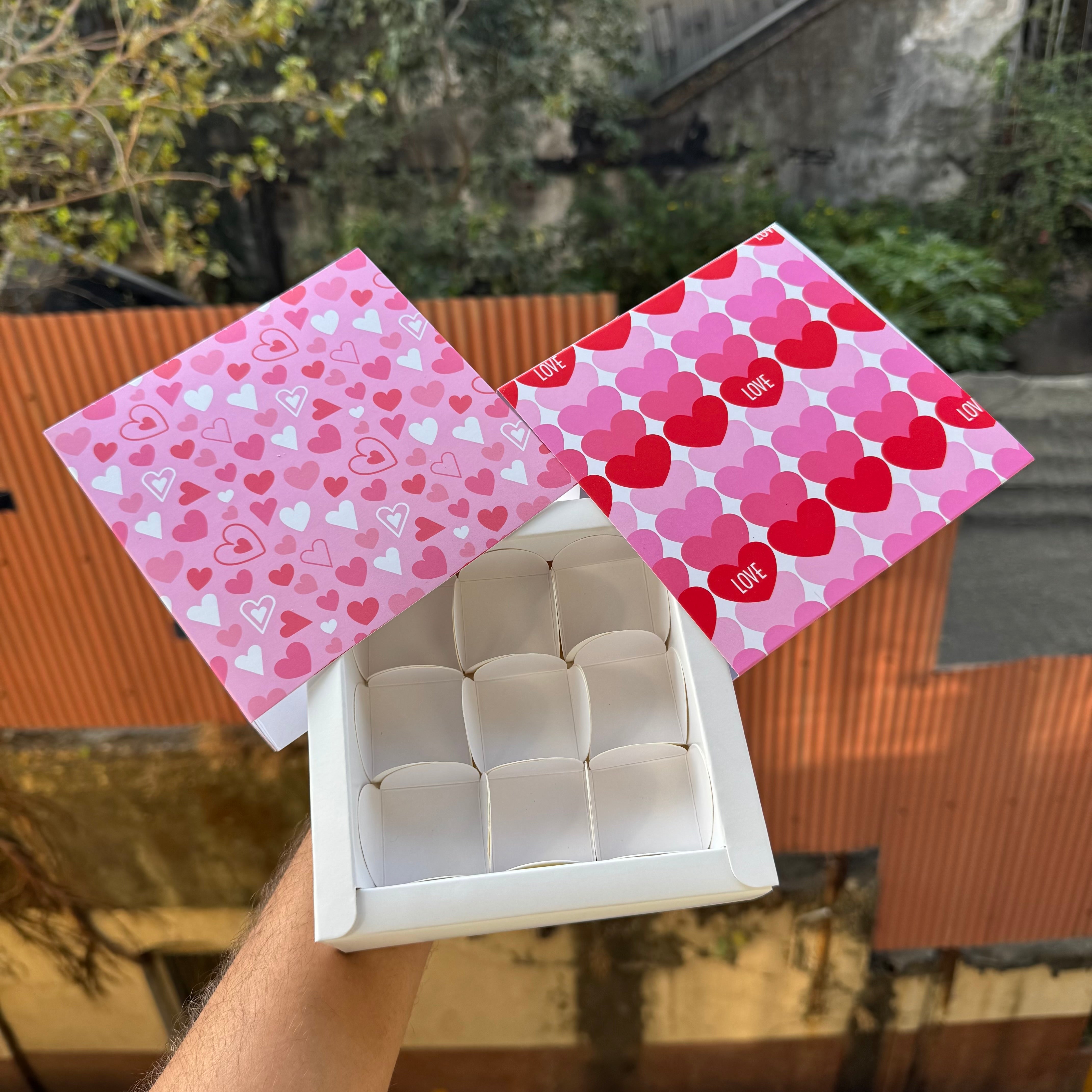 Premium Valentine 9 Cavity Box for  Brownies , Candles , Macaroons and more (10pc)