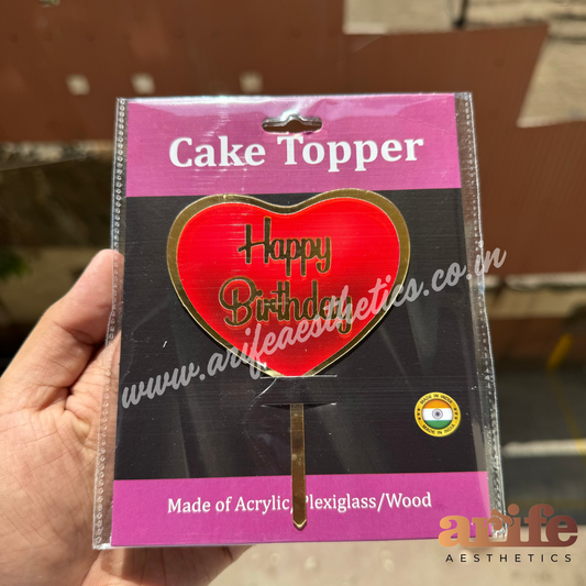 Happy Birthday Heart Cake Topper