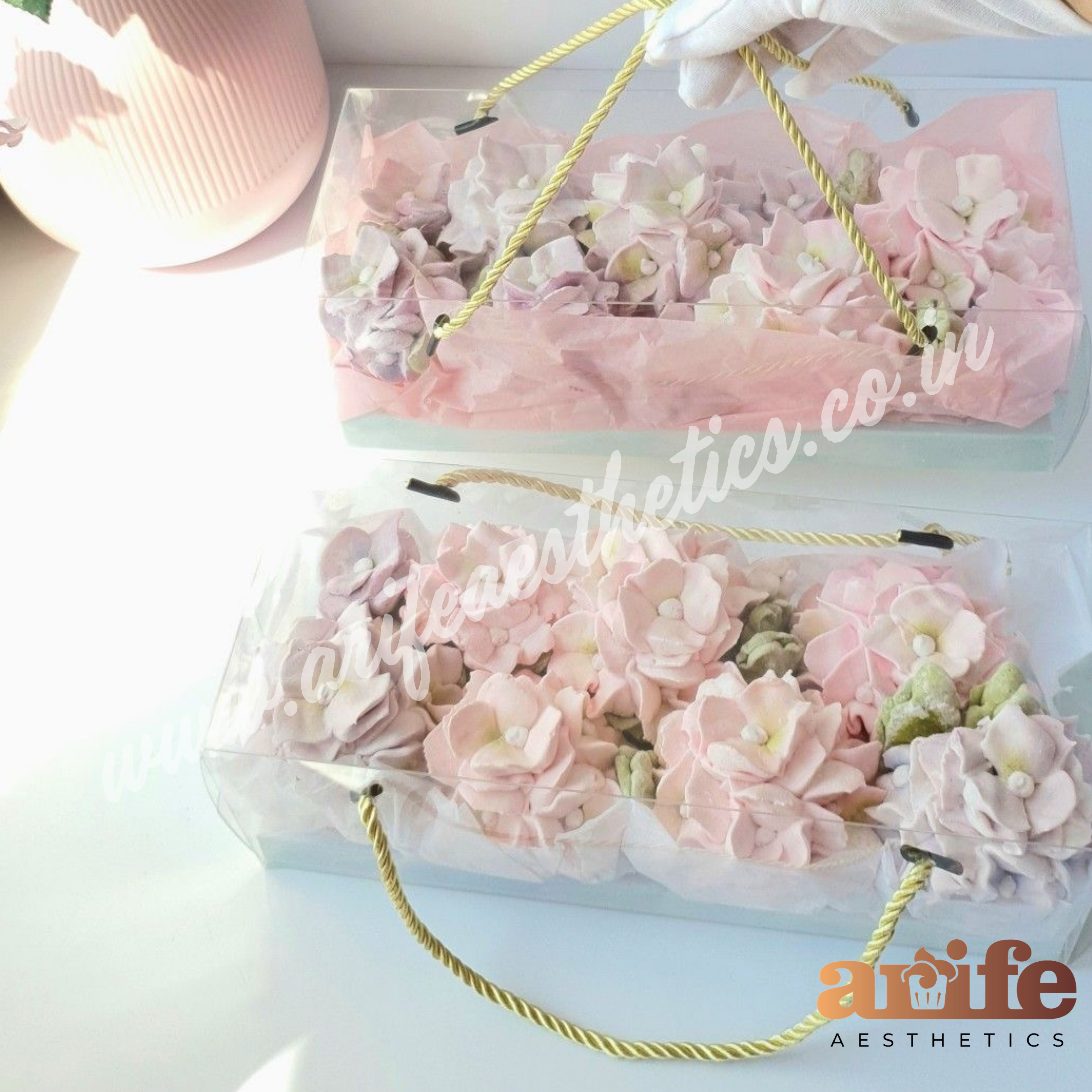 4 Cavity Pvc Cupcake Box / Bento Box / Hamper Box Transparent With Handle (10pcs)