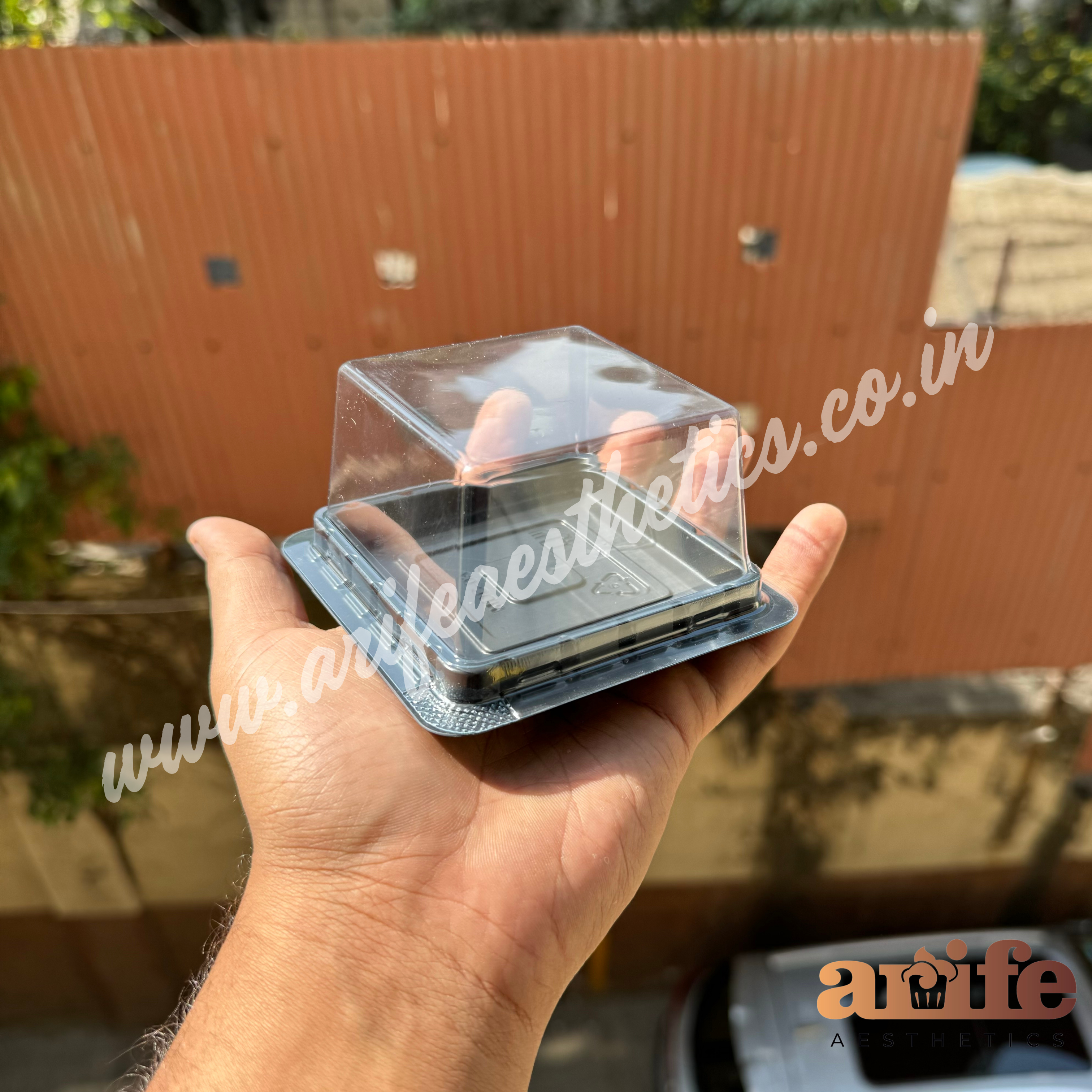 Square Pastry Pvc Black Container 10pcs
