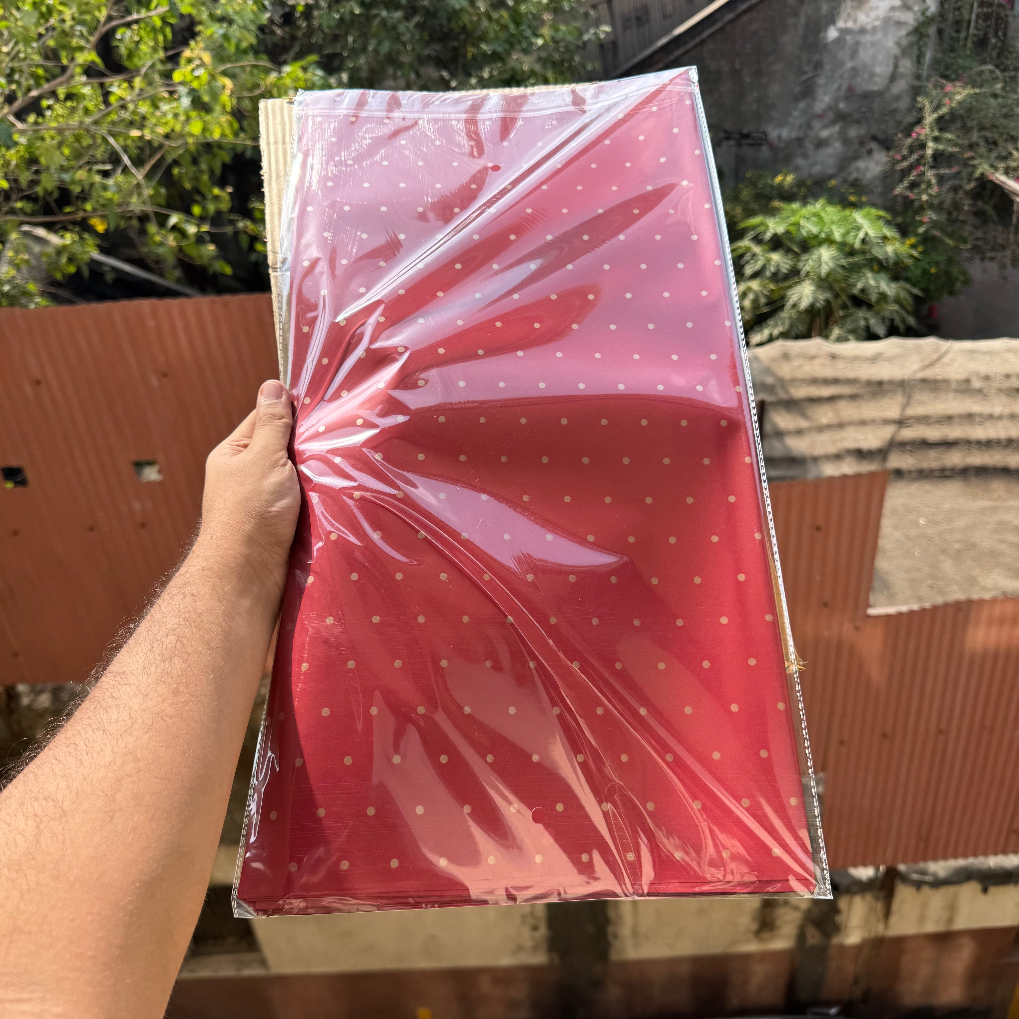 Bouquet Wrapping Sheet - Polka Dot - Deep Red (20 sheets)