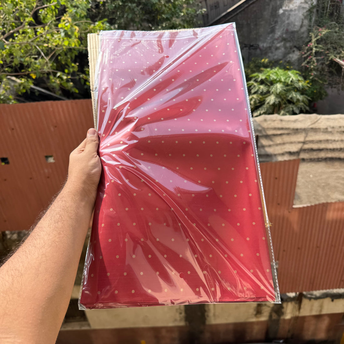 Bouquet Wrapping Sheet - Polka Dot - Deep Red (20 sheets)