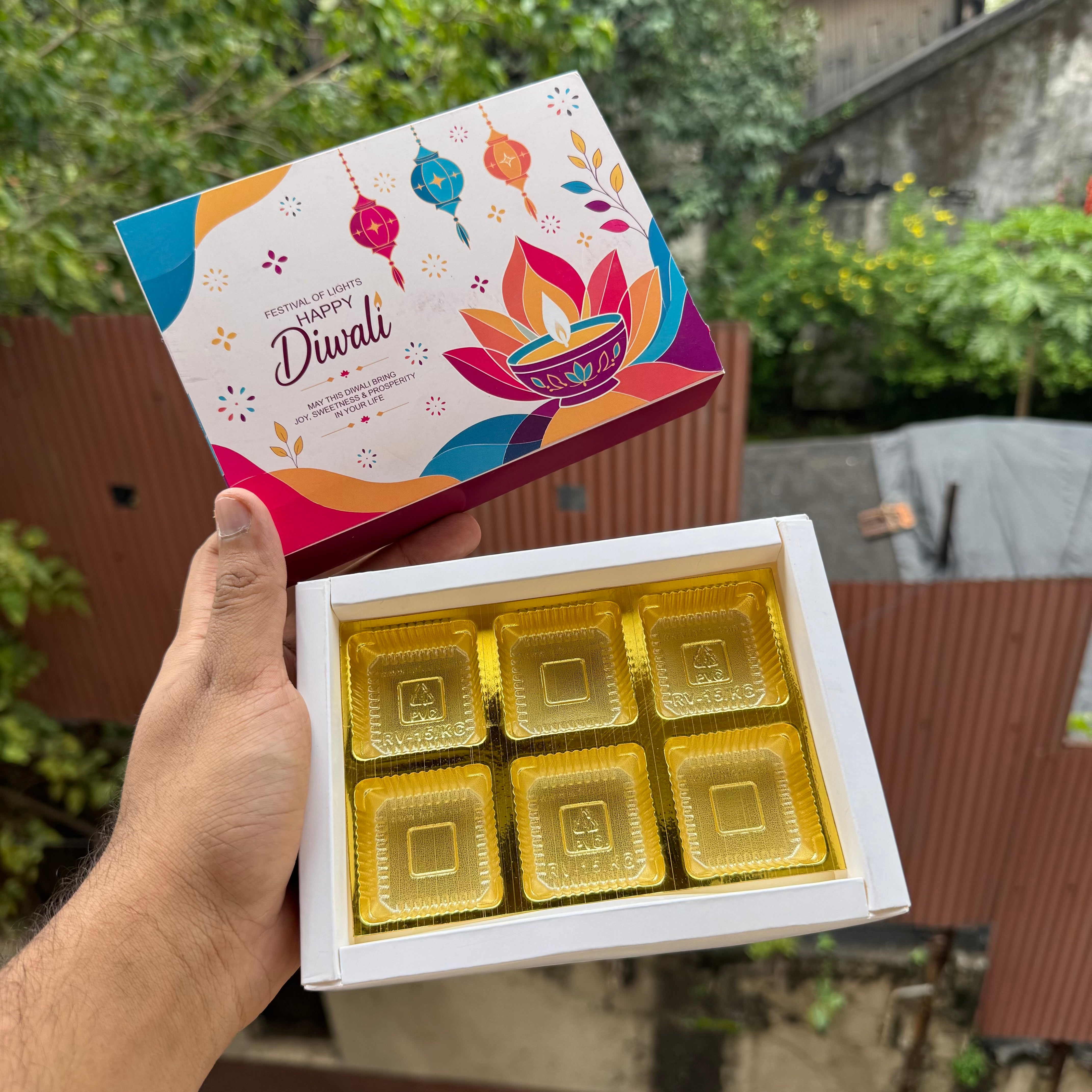 Diwali Slider Box (10pc) || 6 Cavity Size ~ Print B