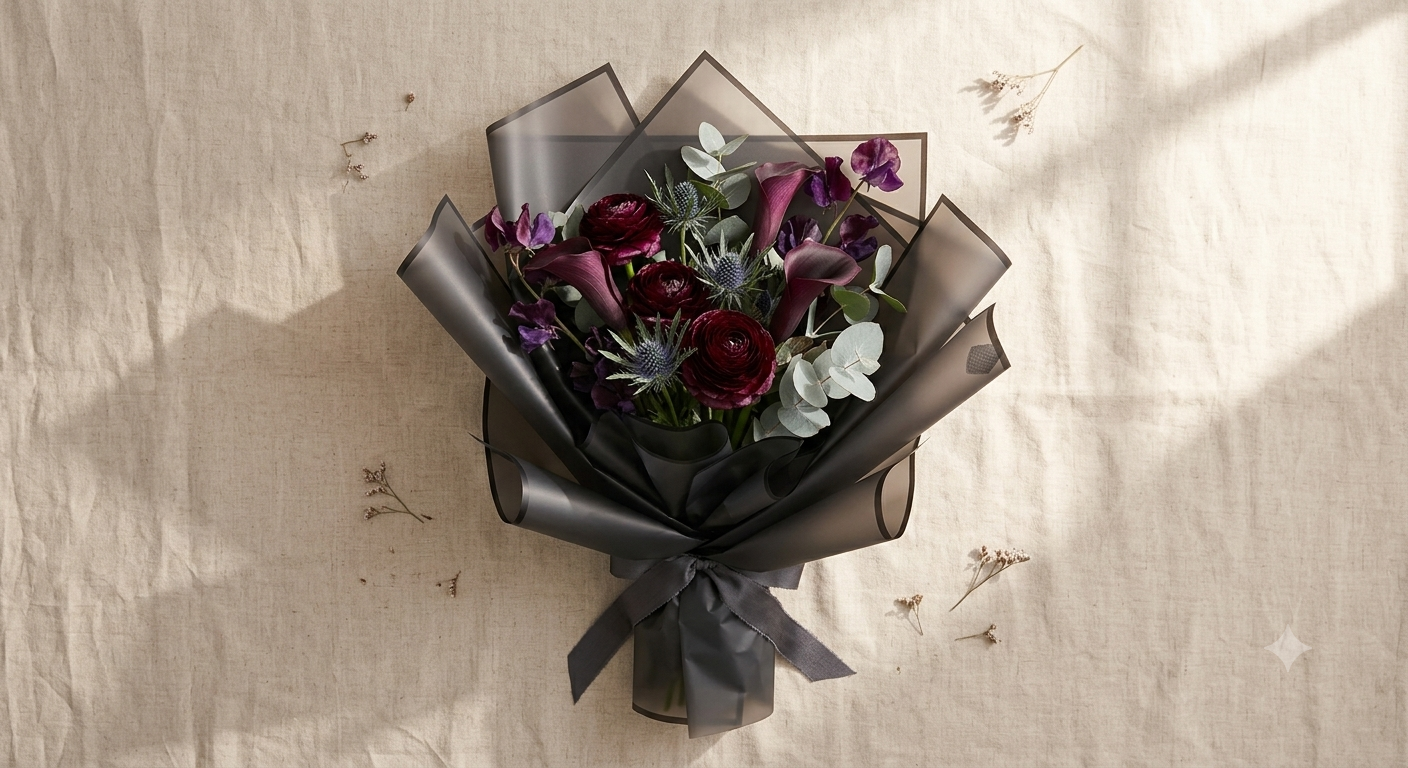 Bouquet Wrapping Sheet - Black Translucent Sheets - (20 sheets)