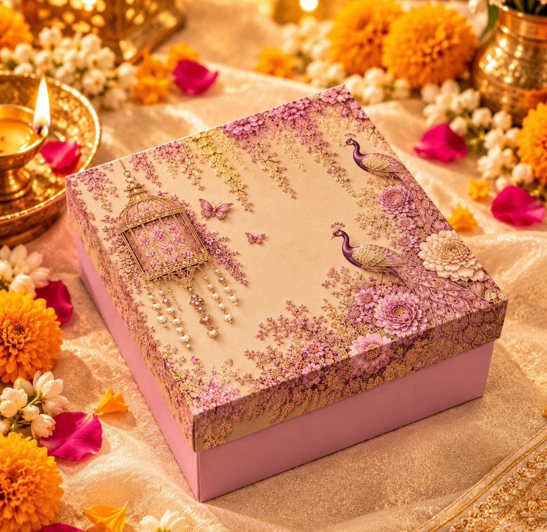 Diwali ~ Mahal Top Bottom Hamper Box 10x10x3.75inch (10pc) | Purple