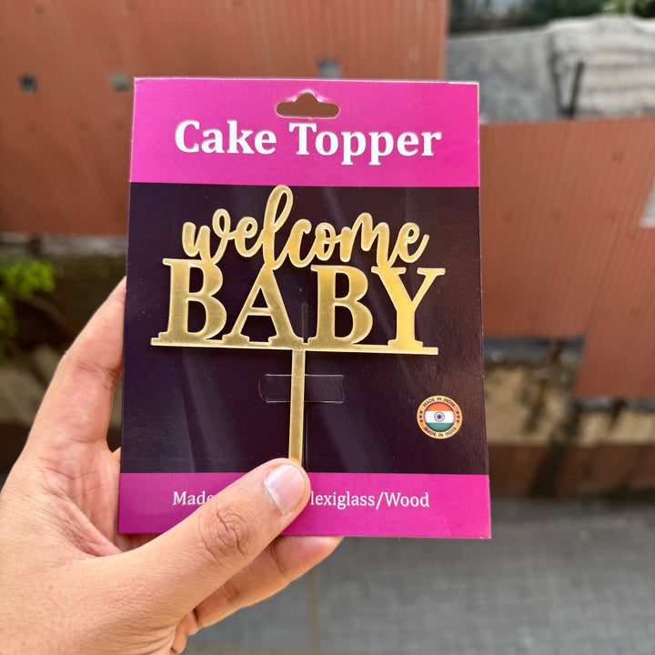 Welcome Baby - 4inch Acrylic Cake Topper • SVN Baby Shower