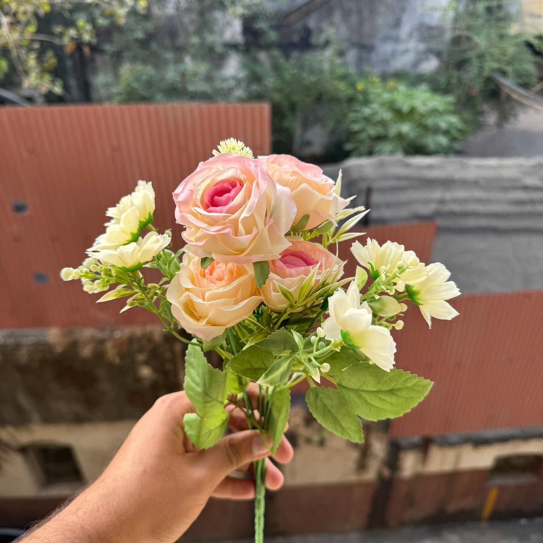 Artificial Flower Bunch With Stem and Leaves (1pc) #480