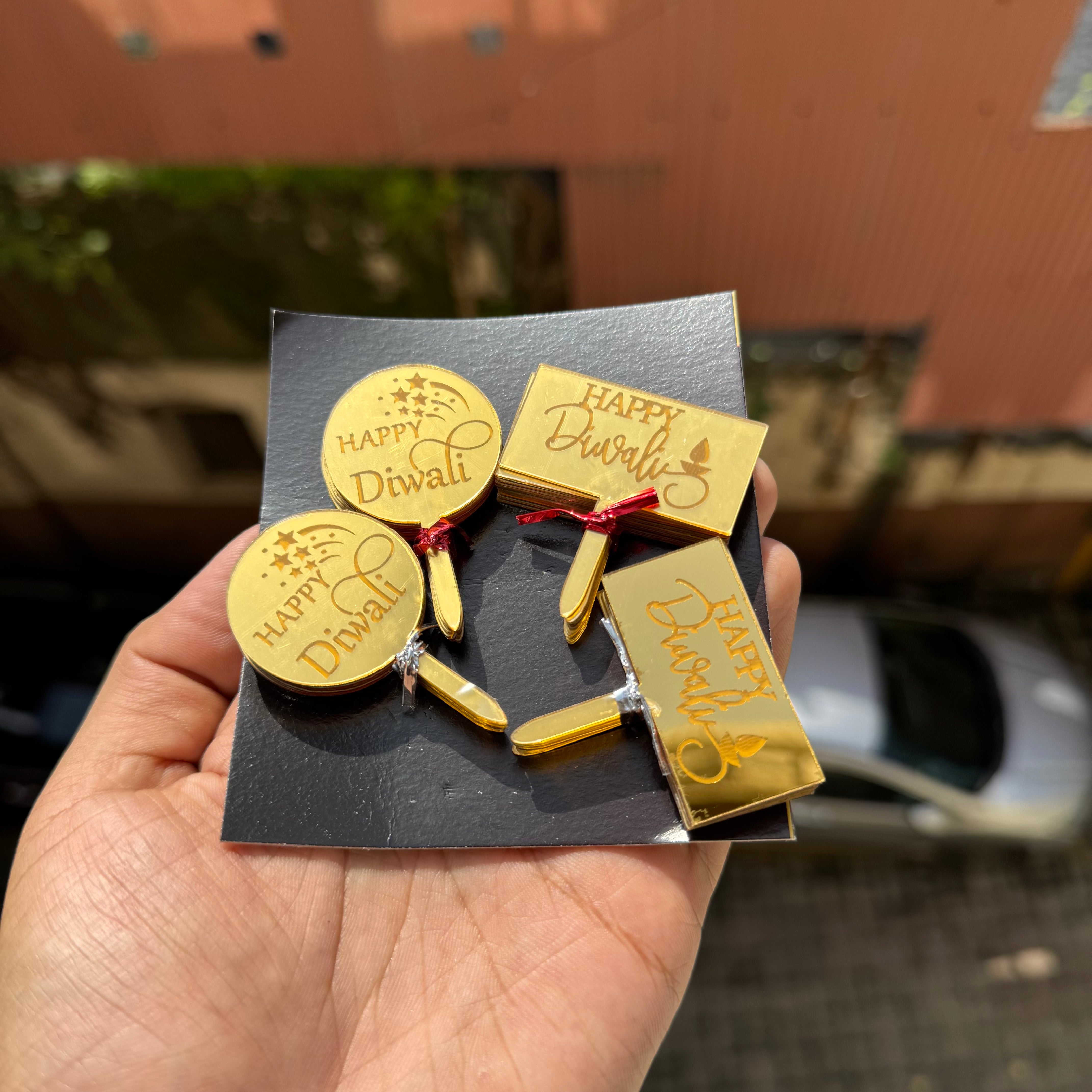 Happy Diwali 2inch Acrylic Tags | Rectangle (20pcs)