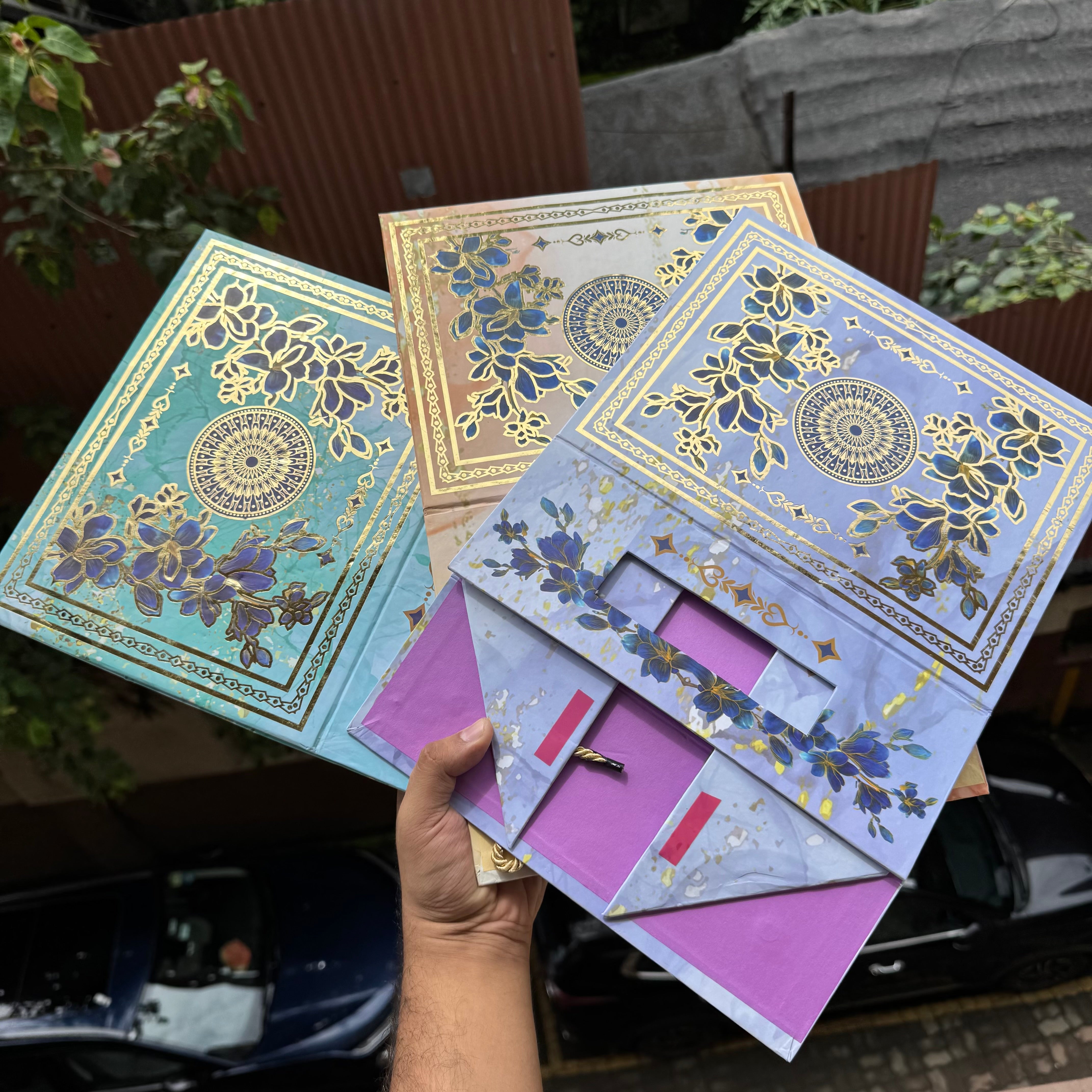 Bespoke Collapsible Hamper Boxes With Gold Foiling Detail and Handle