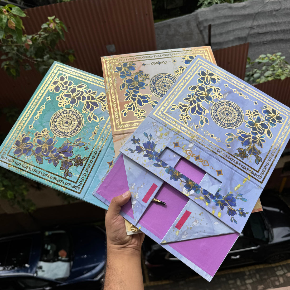 Bespoke Collapsible Hamper Boxes With Gold Foiling Detail and Handle