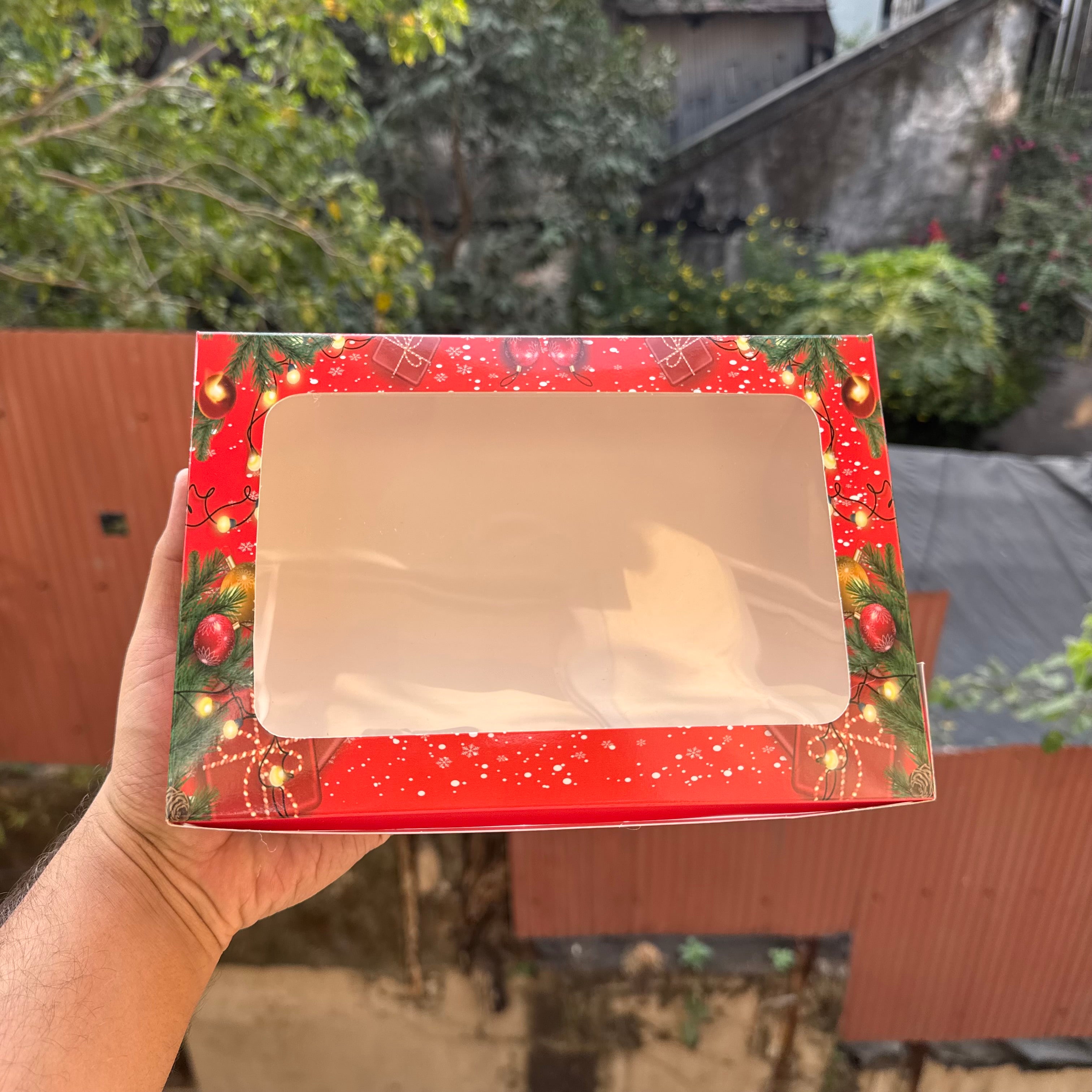 Christmas 6 In 1 Brownie / Cookie Box 10 Pc | Red
