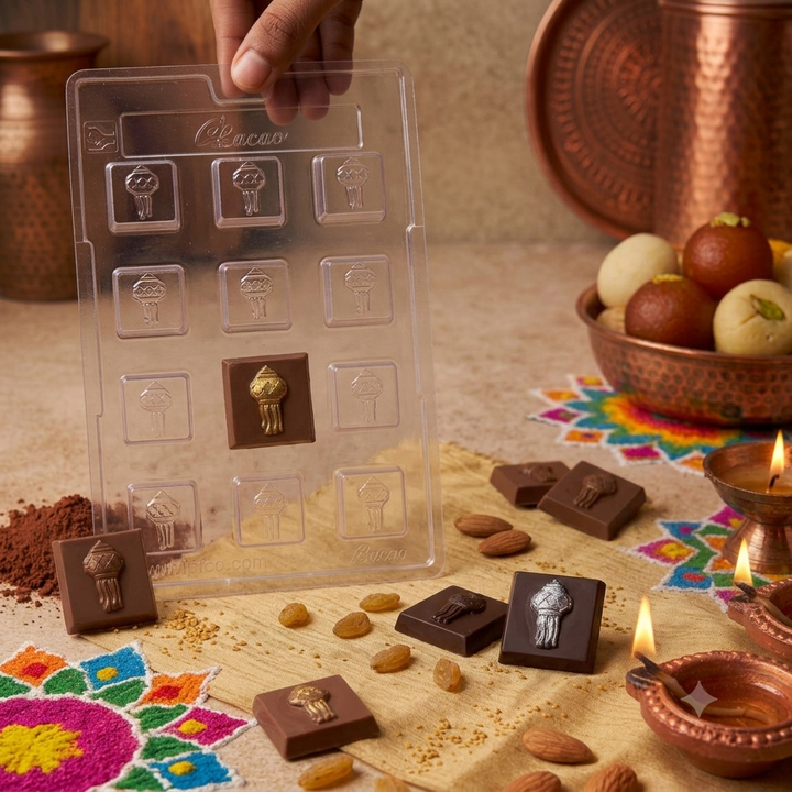 Diwali Square PVC Chocolate Mould - Lantern