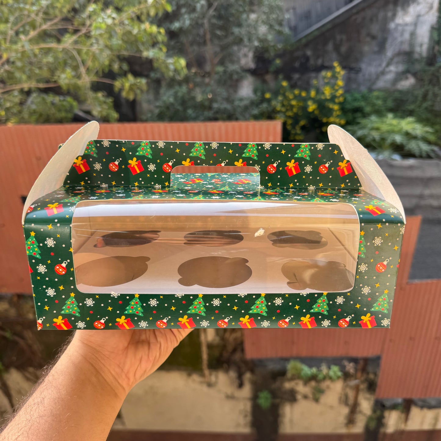 Christmas Box For 6 Cupcake / Jar / Candle / Bento Cupcake Hamper With Handle (10pc)