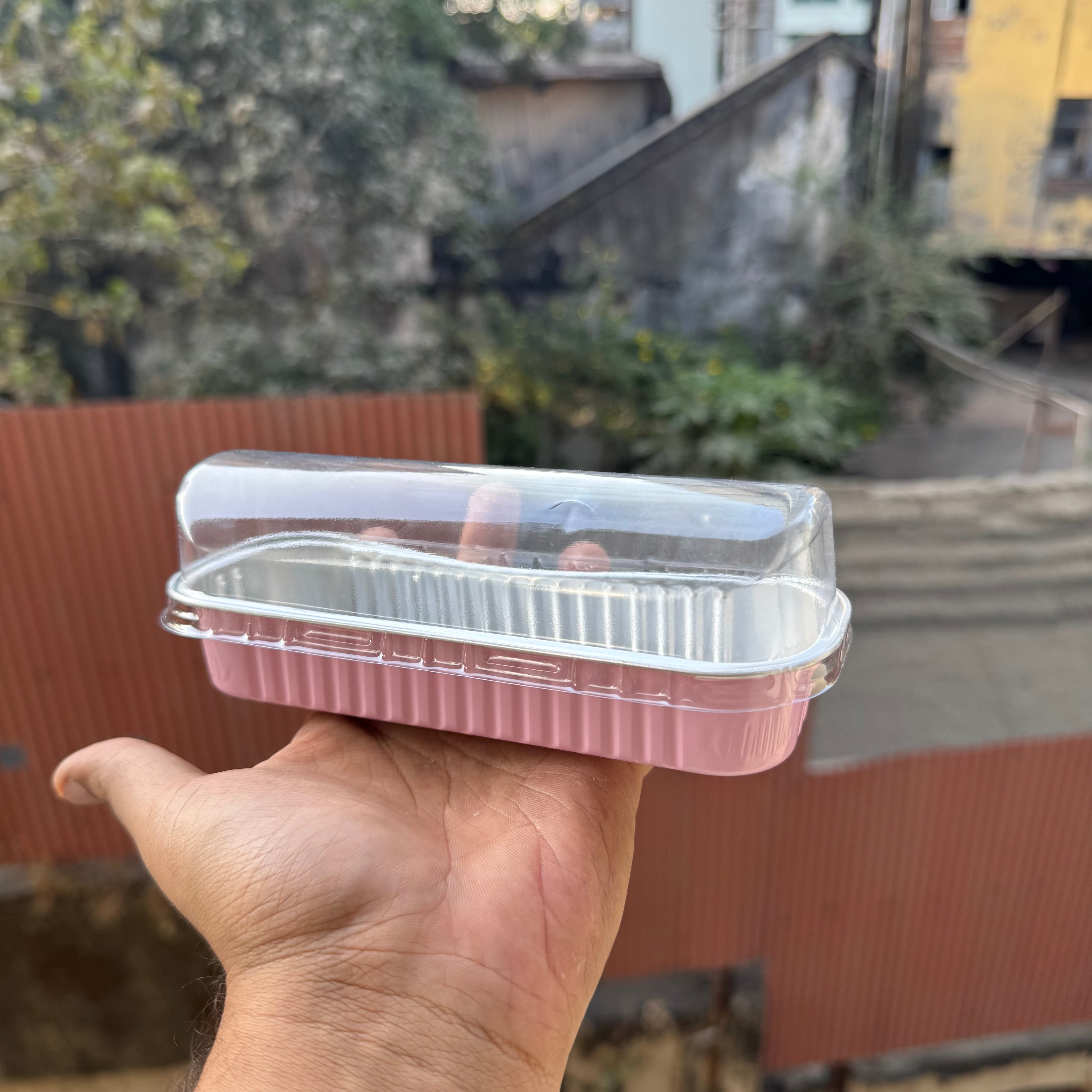 Rectangle Foil Bakeable Container Pink (10pc)