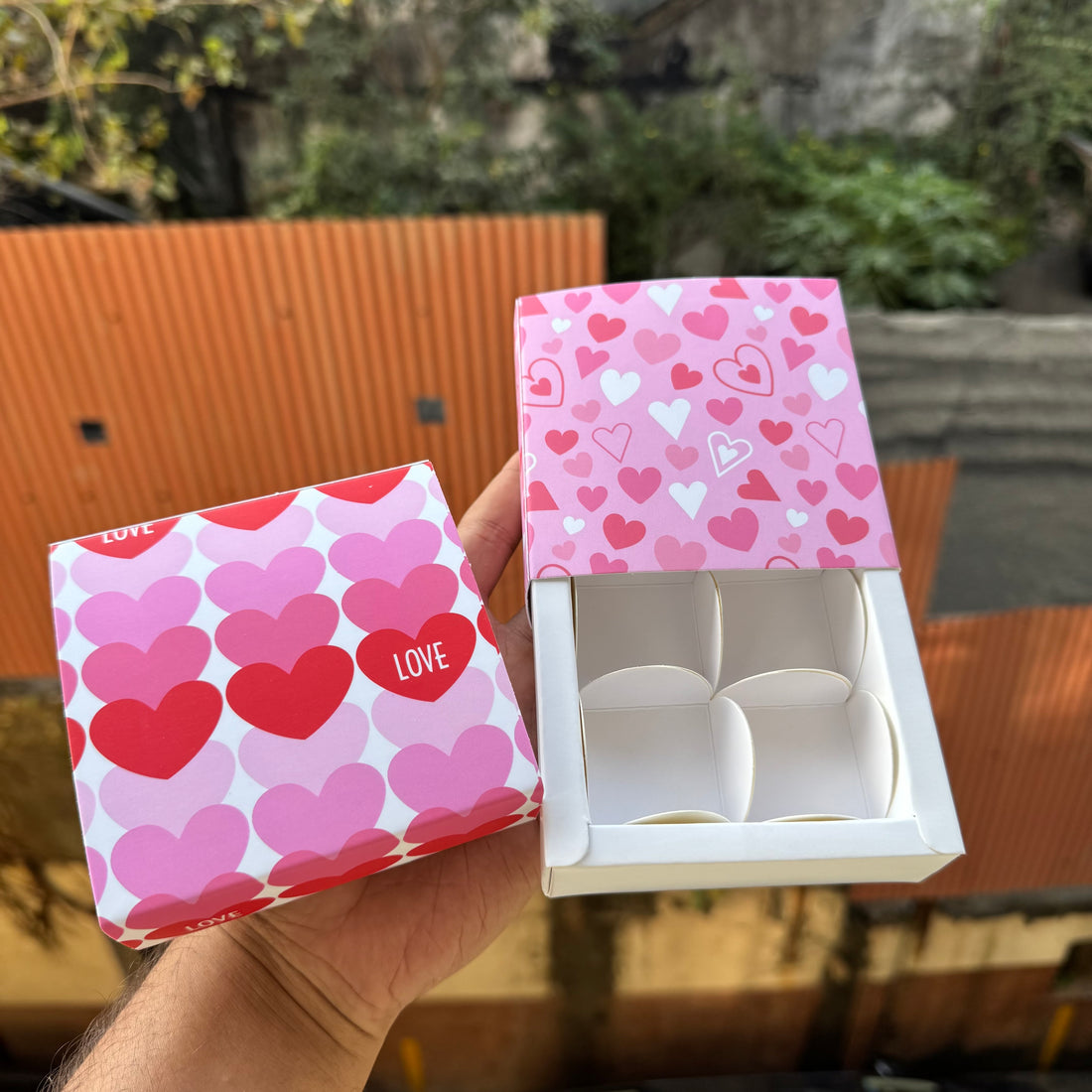 Valentine Premium Cavity Box For 4 Brownie / Candle and more (10pc)