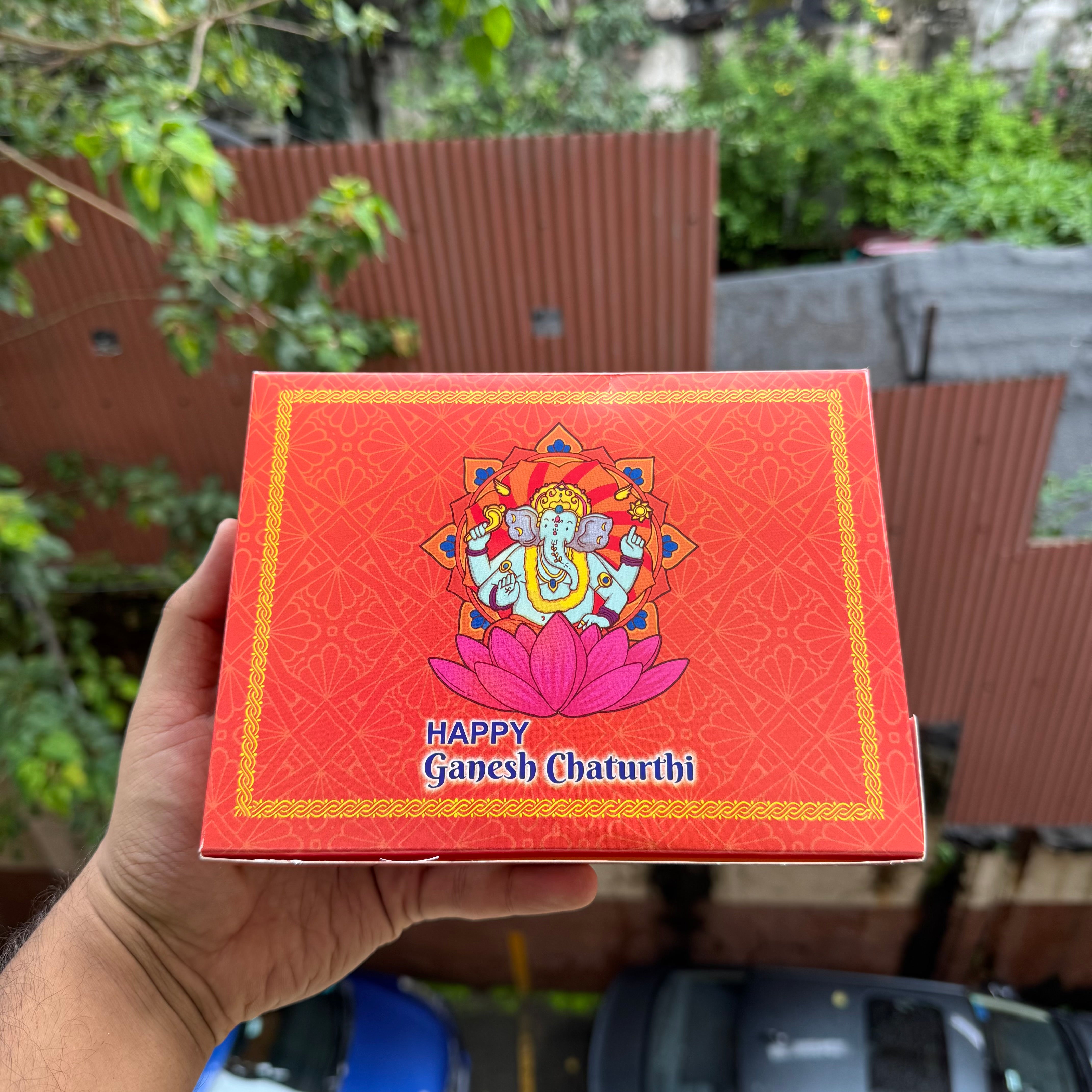 12 Modak Box For Ganesh Chaturthi (10pc) with gold cavity